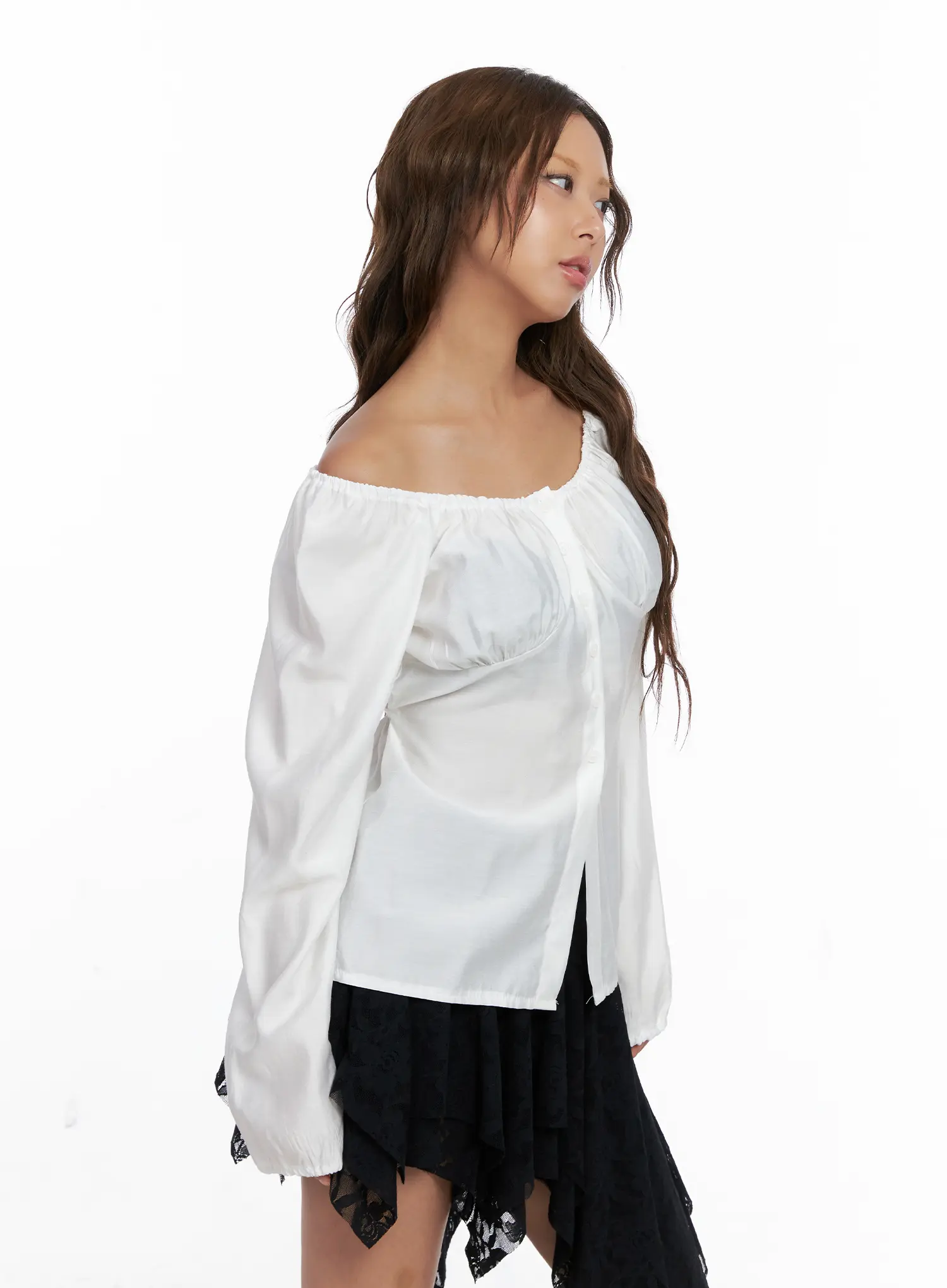 Off-Shoulder Button-Up Blouse CS522 - Image 7