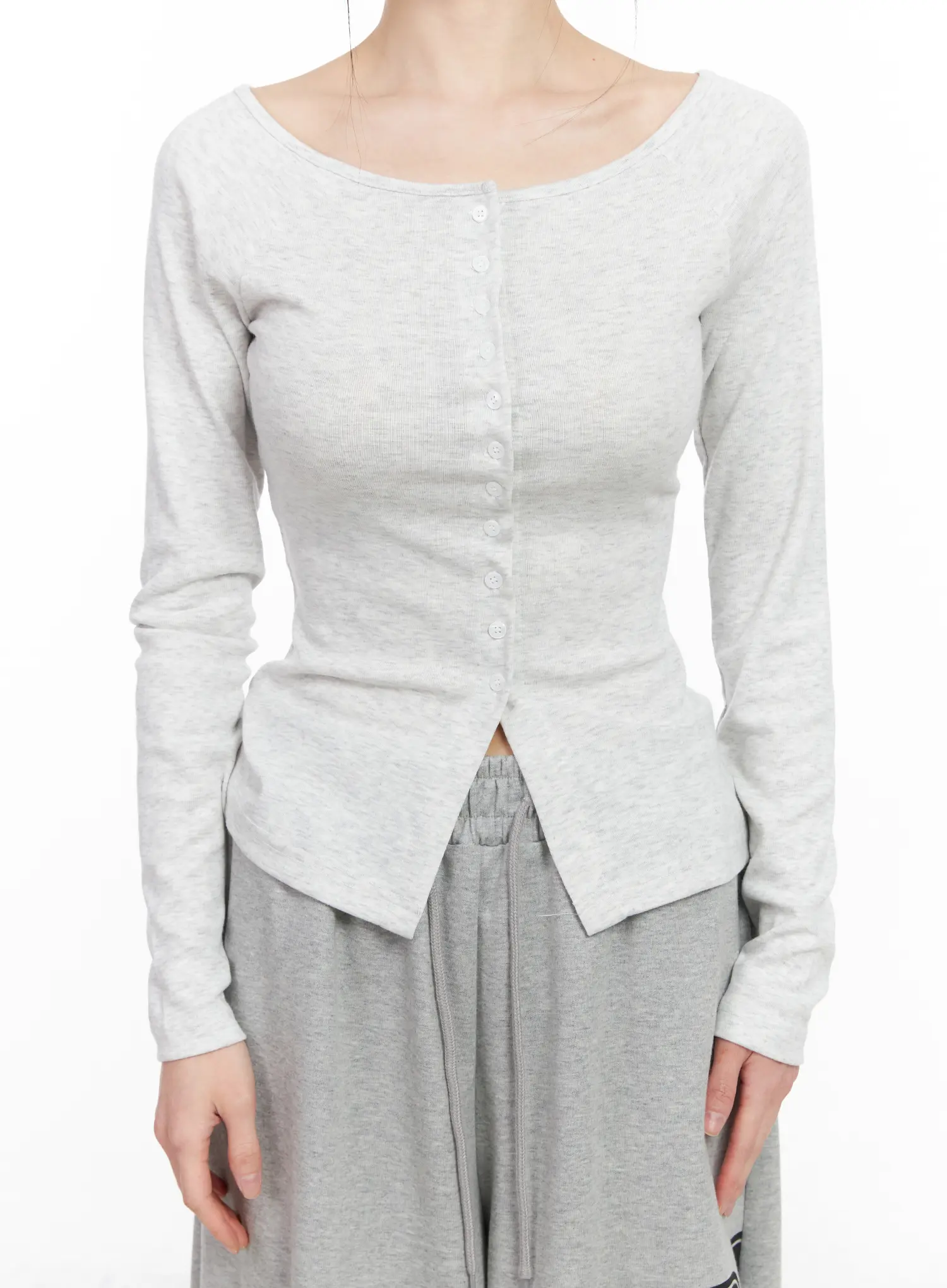 Off-Shoulder Button-Up Long Sleeve Top CF518 - Image 8