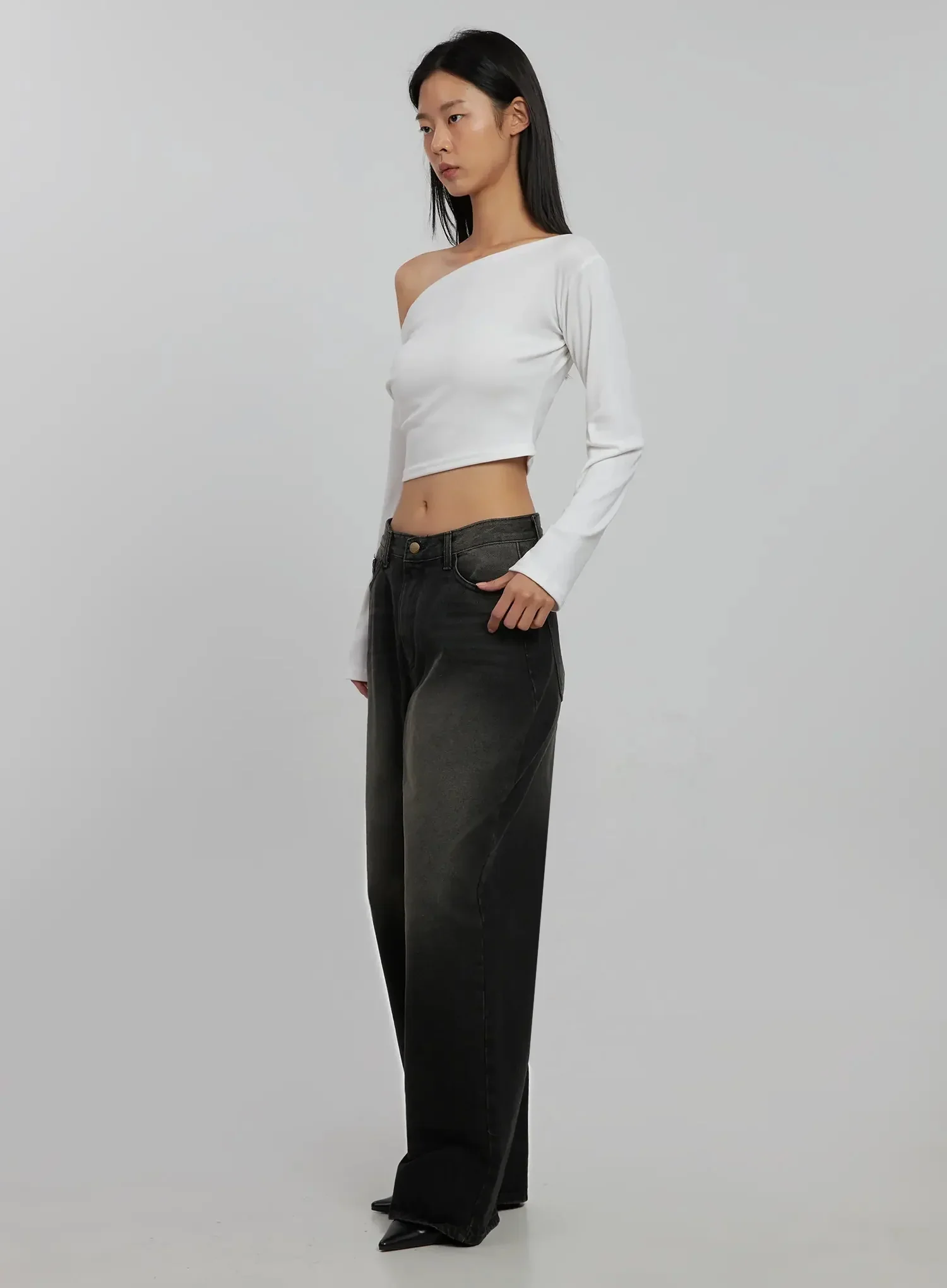 Off-Shoulder Crop Long Sleeve Top IJ509 - Image 10