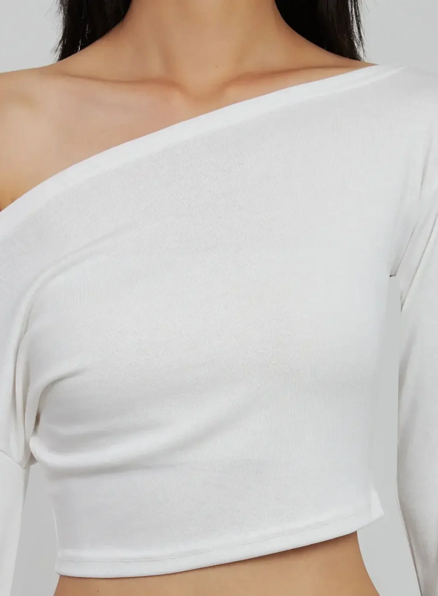 Off-Shoulder Crop Long Sleeve Top IJ509 - Image 3