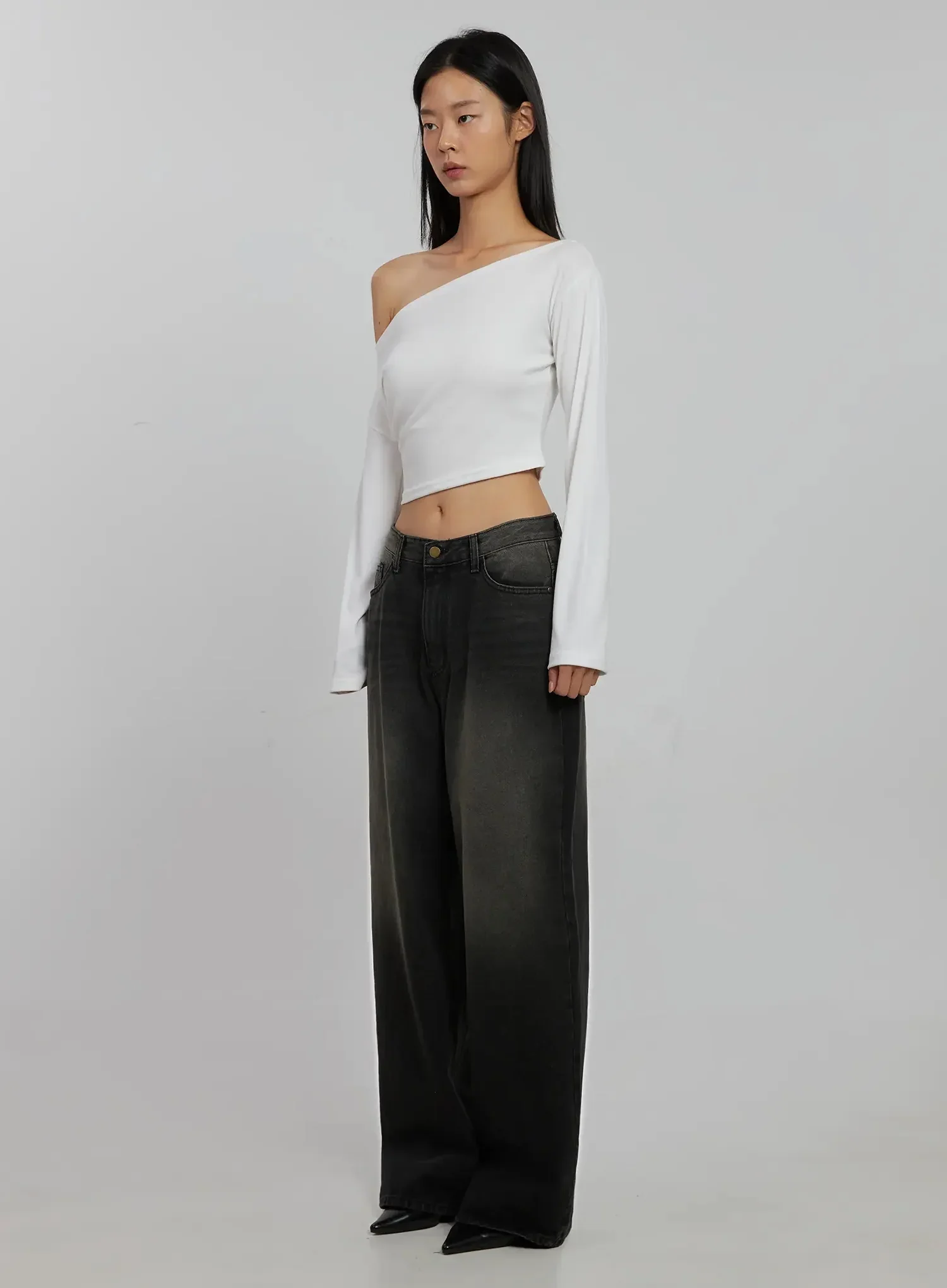 Off-Shoulder Crop Long Sleeve Top IJ509 - Image 5