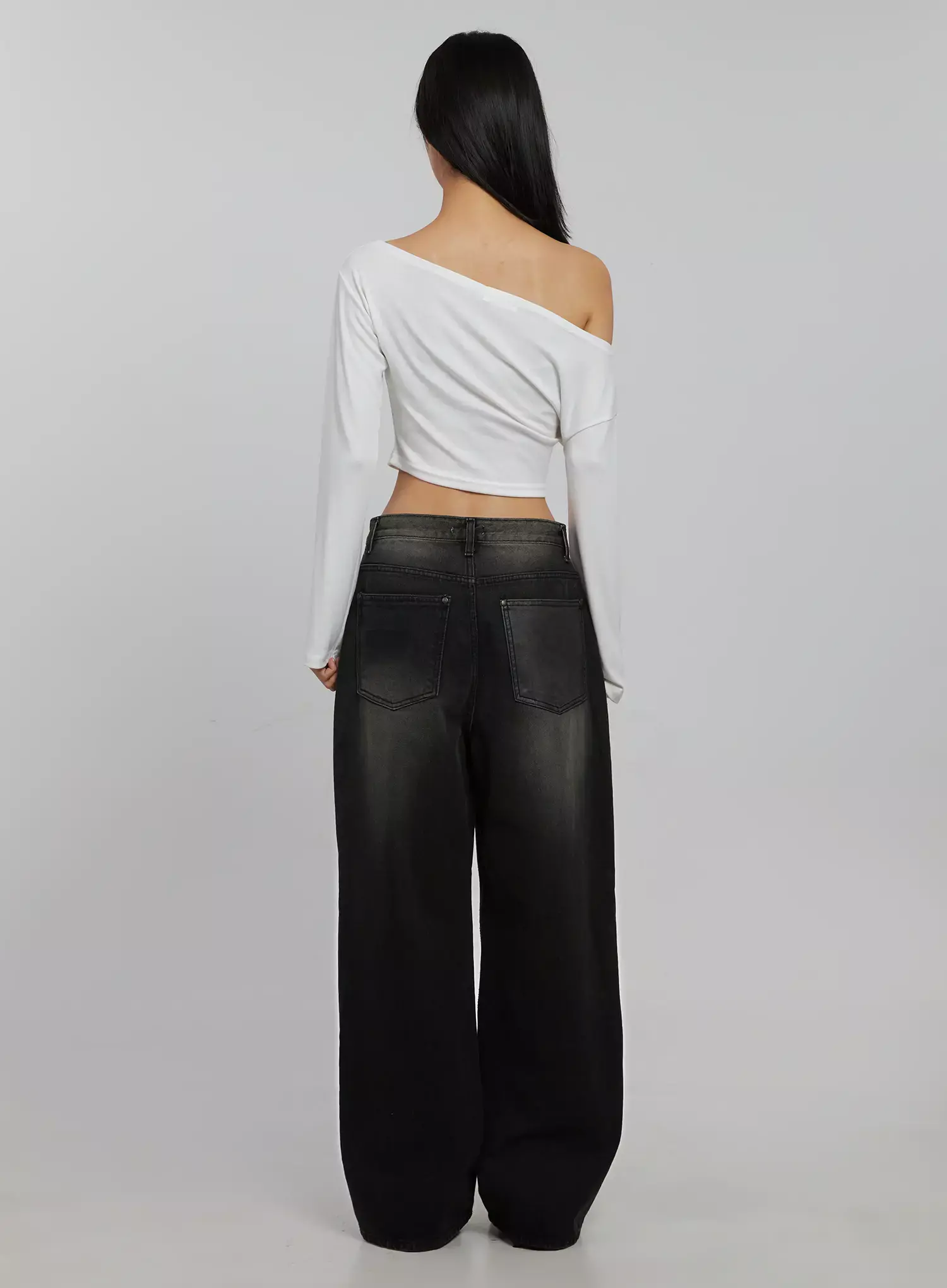 Off-Shoulder Crop Long Sleeve Top IJ509 - Image 7