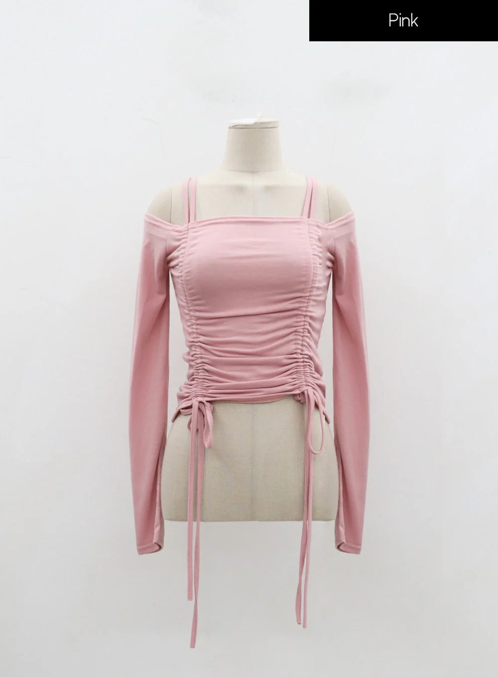Off-Shoulder Double Front Tie Ruched Top IJ304 - Image 10