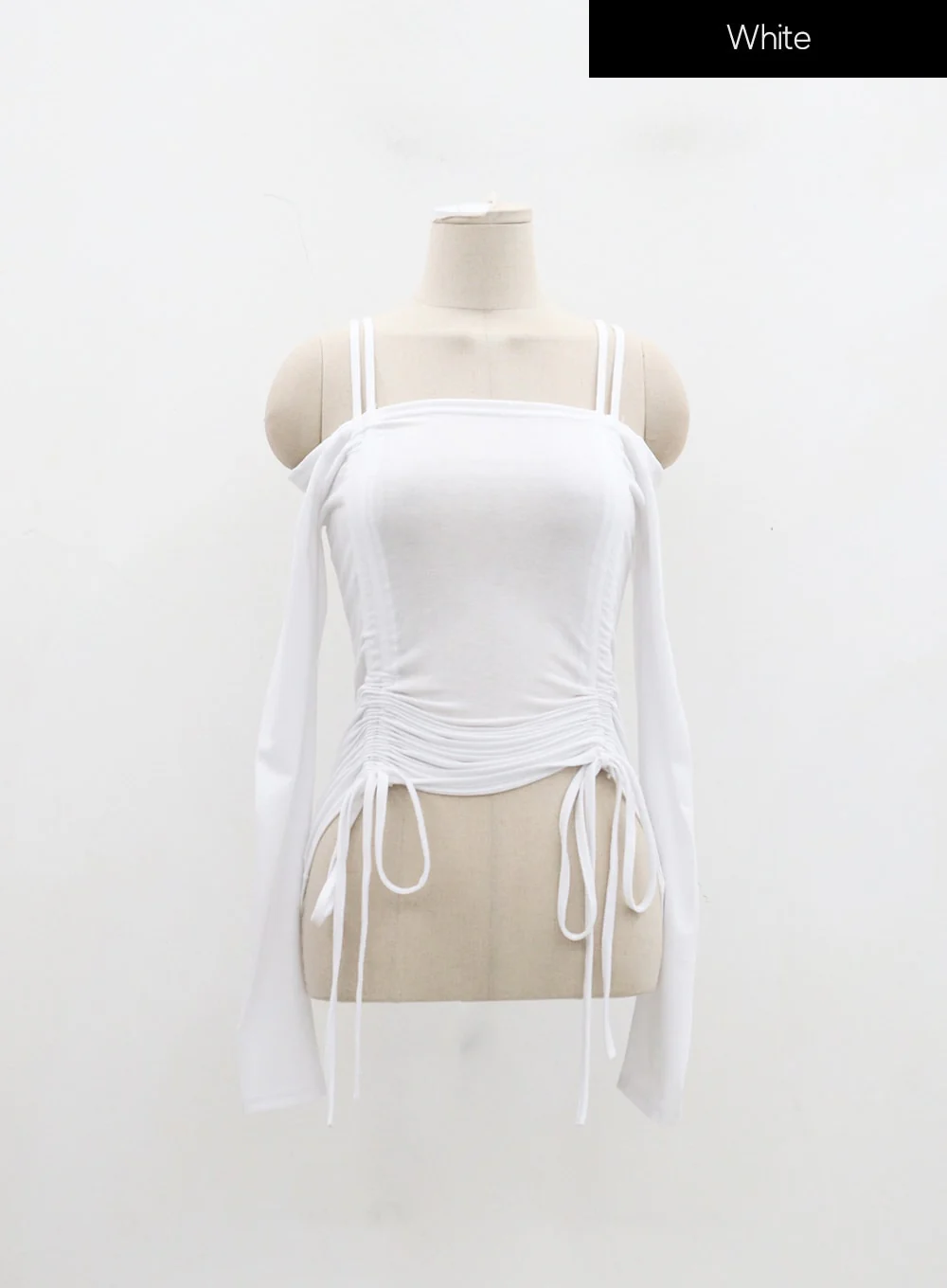 Off-Shoulder Double Front Tie Ruched Top IJ304 - Image 12