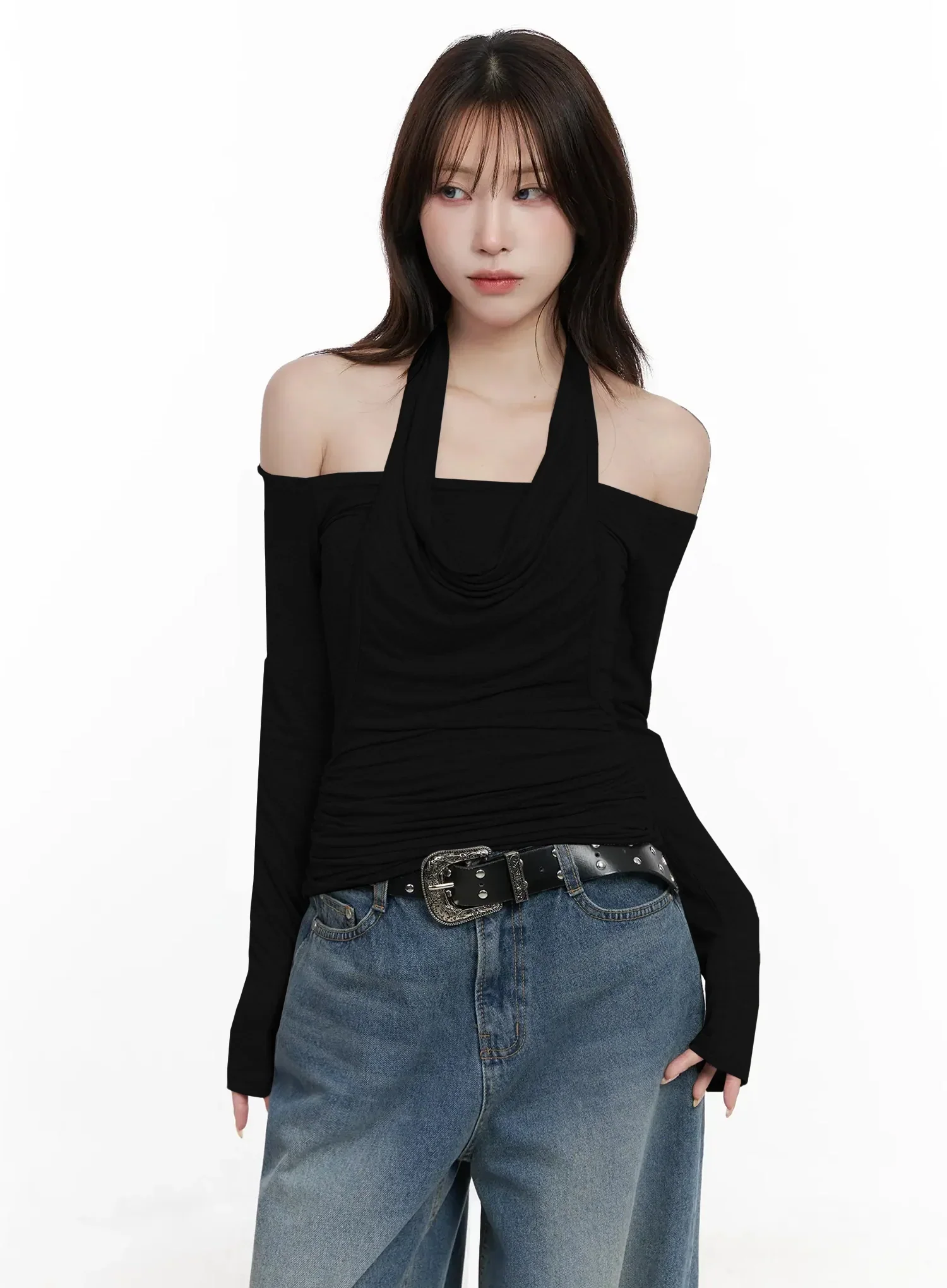 Off-Shoulder Draped Halter Top IN525 - Image 12