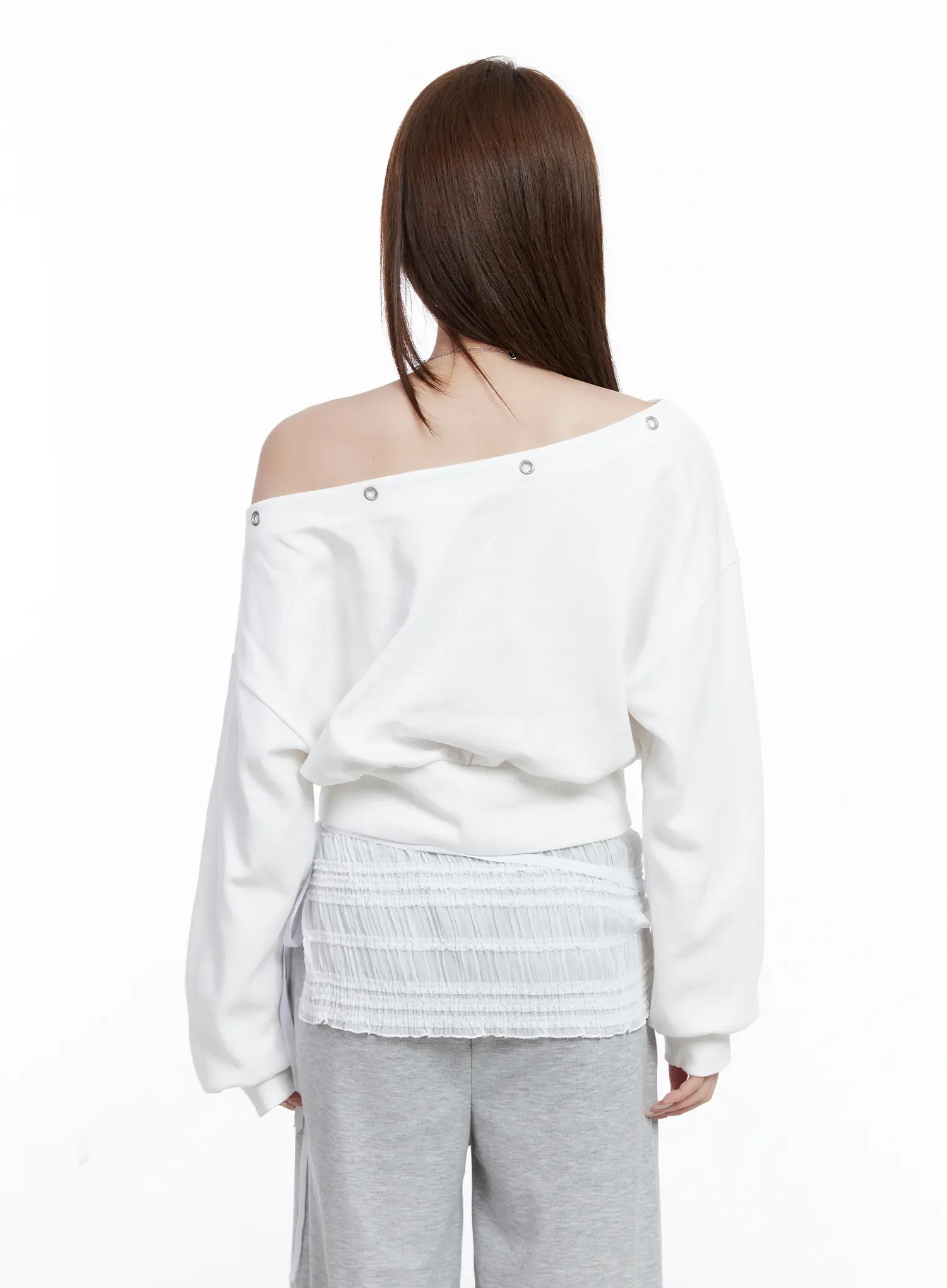 Off-Shoulder Eyelet Sweatshirt CG529 - Image 6