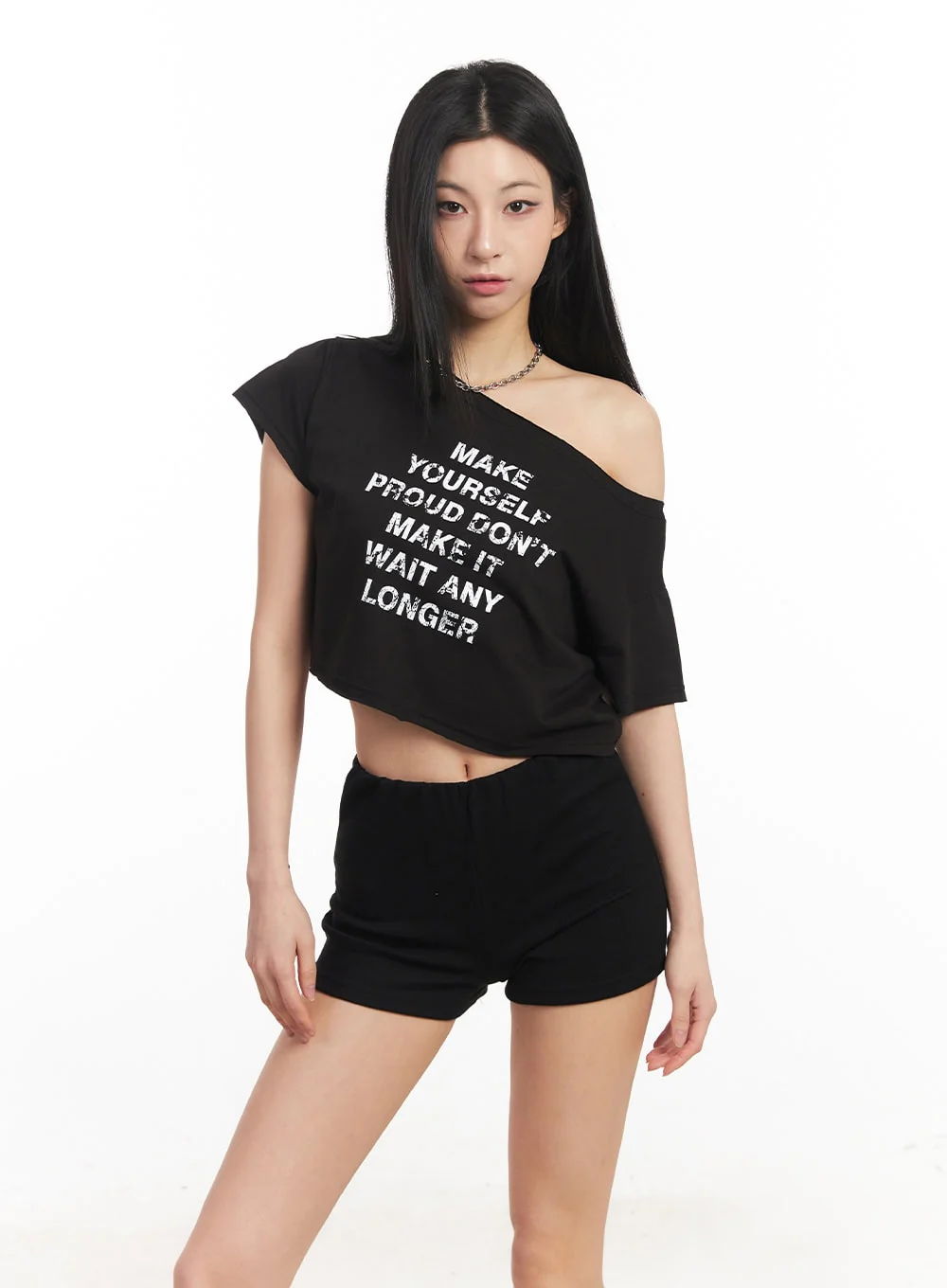 Off-Shoulder Graphic Crop Top CA514 - Image 2