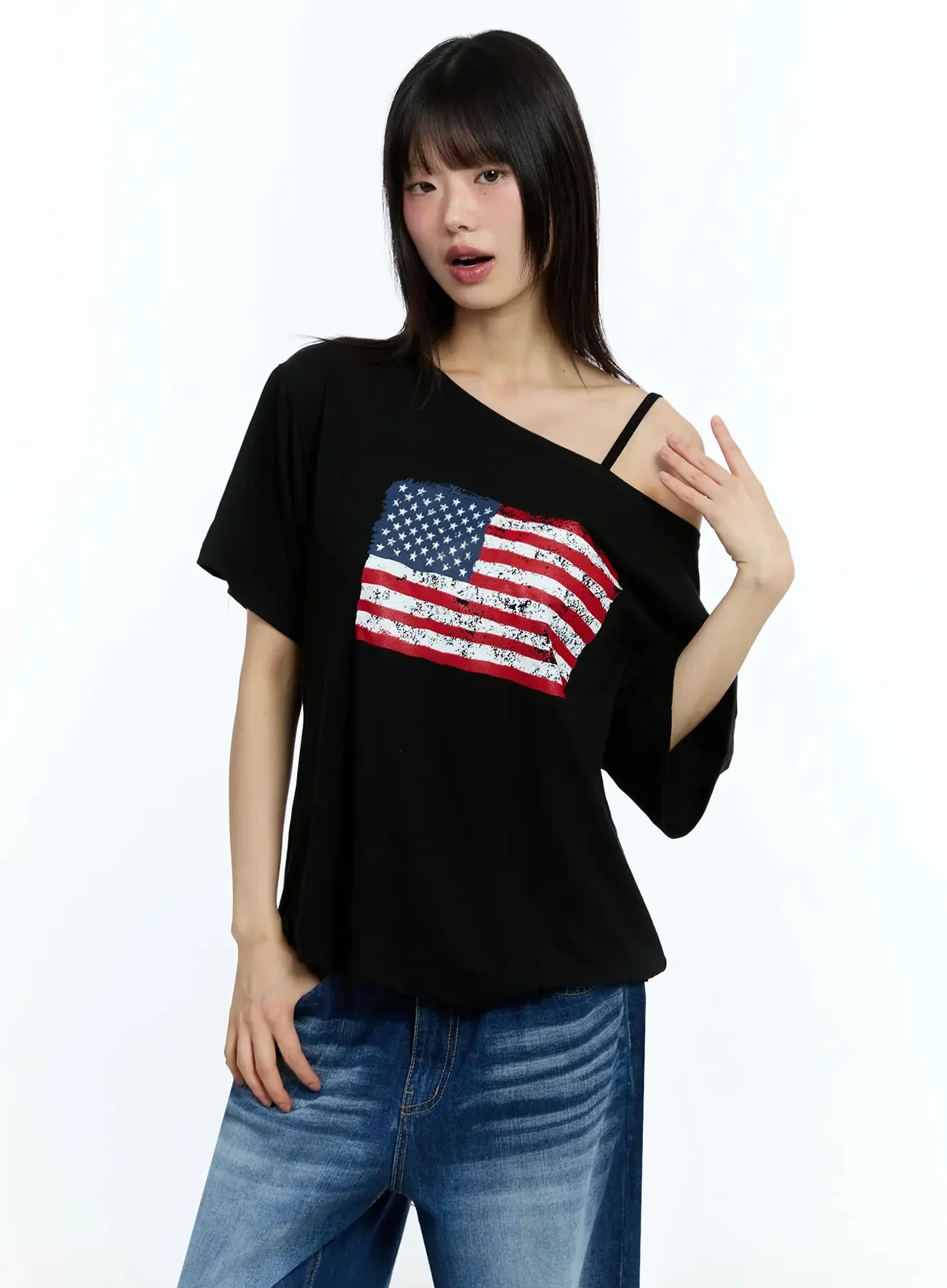 Off-Shoulder Graphic Print Tee IU525 - Image 18
