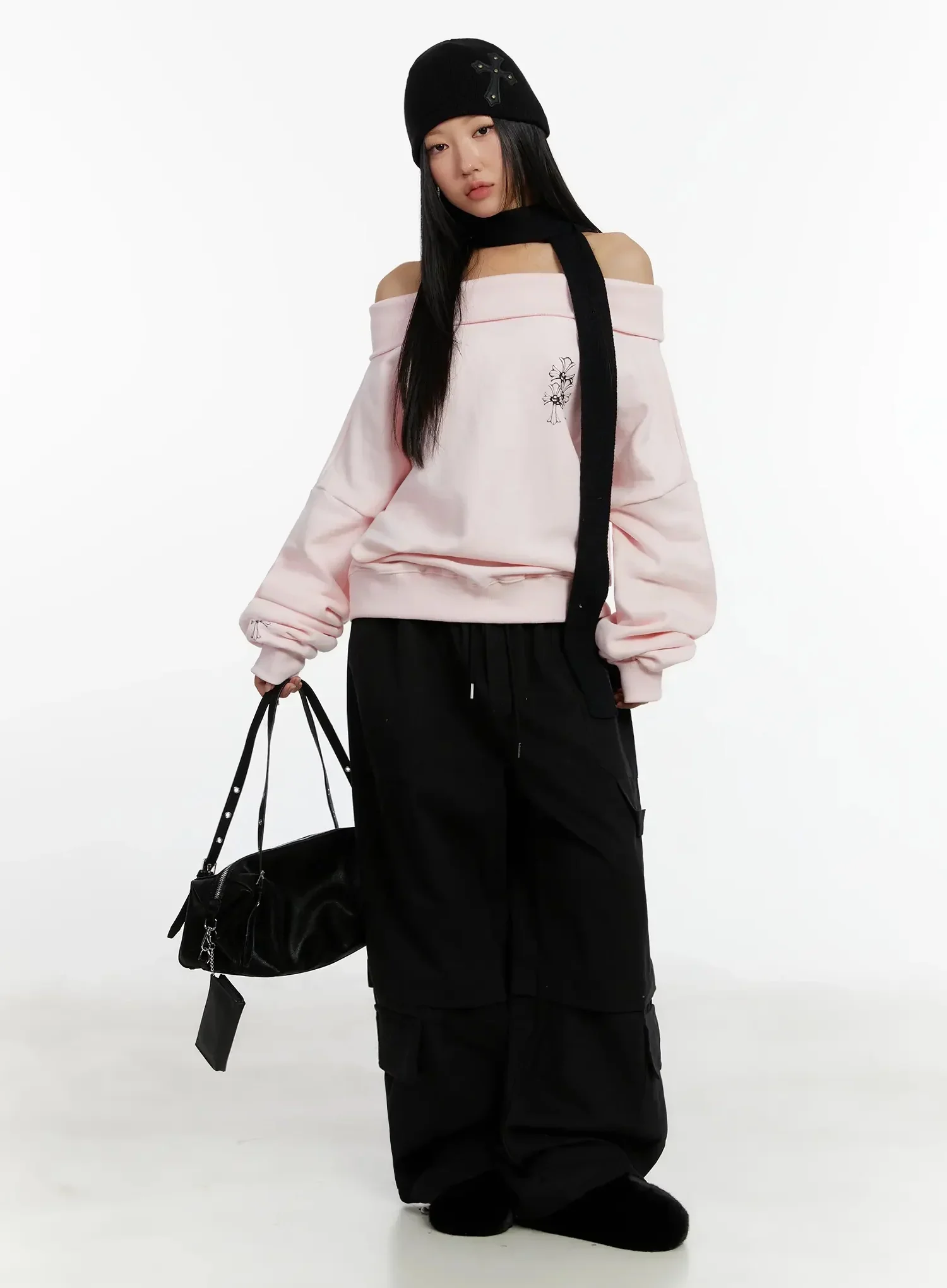 Off-Shoulder Graphic Sweatshirt ID525