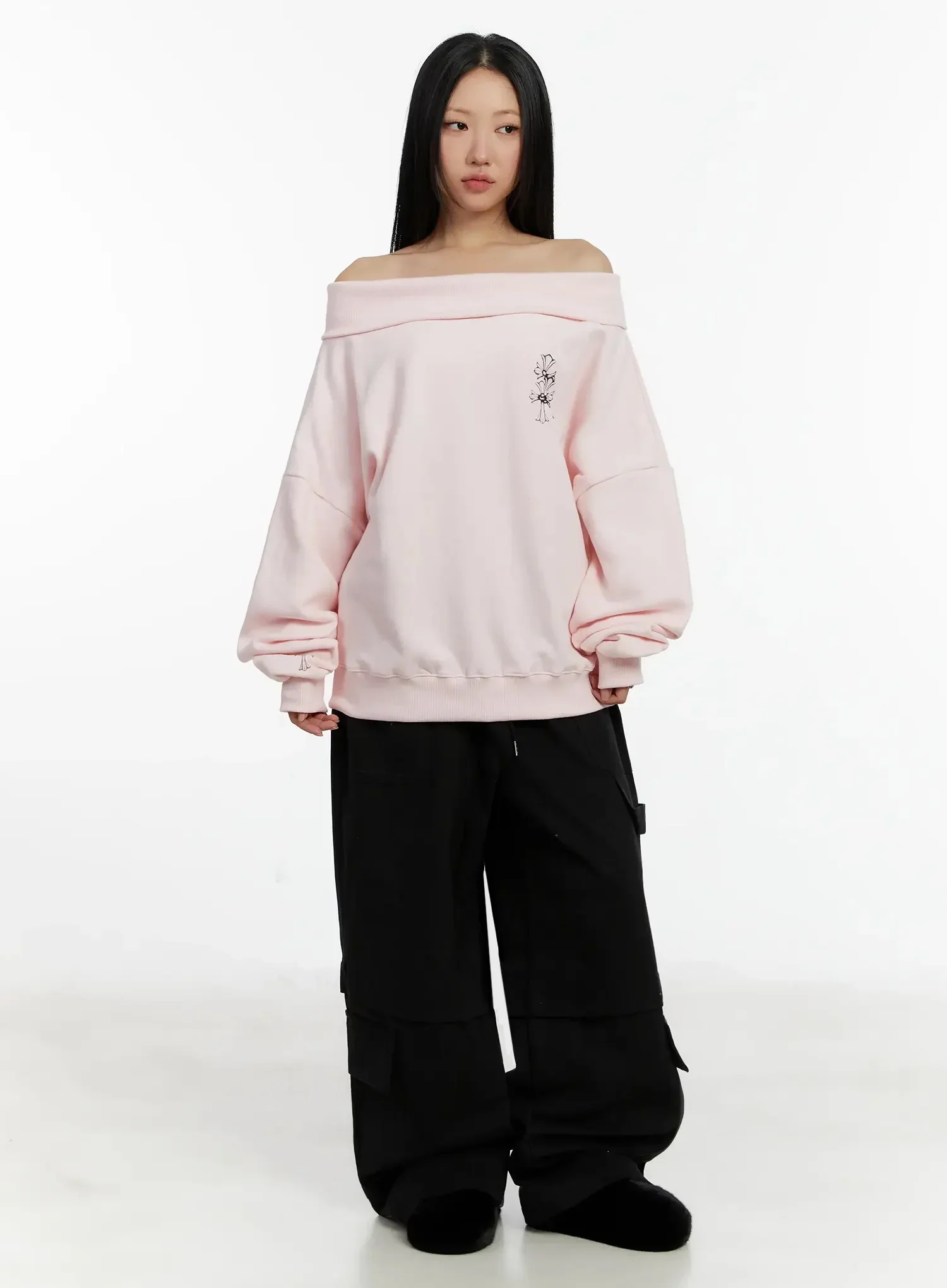Off-Shoulder Graphic Sweatshirt ID525 - Image 9