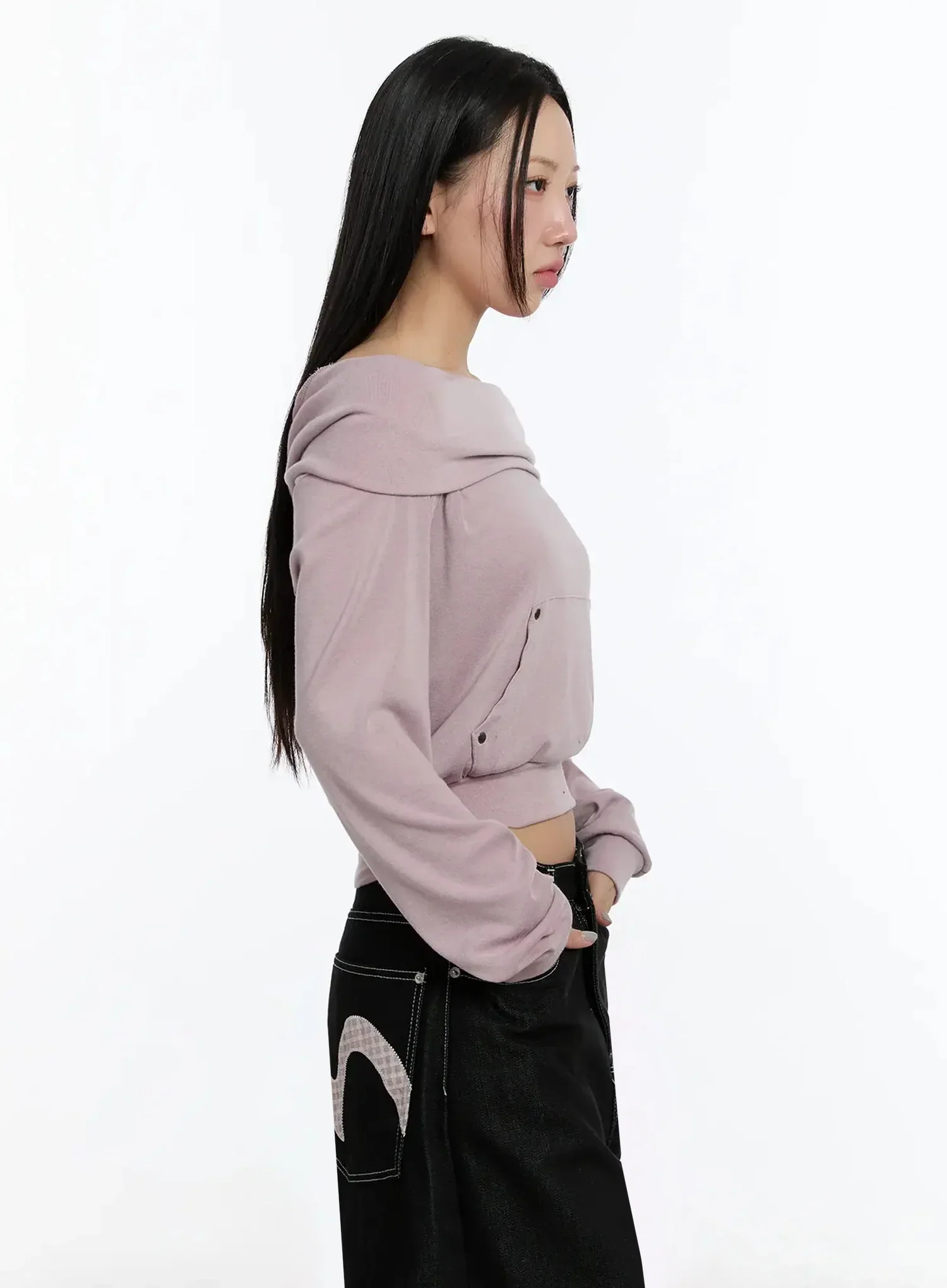 Off-Shoulder Hooded Sweatshirt IM513 - Image 8