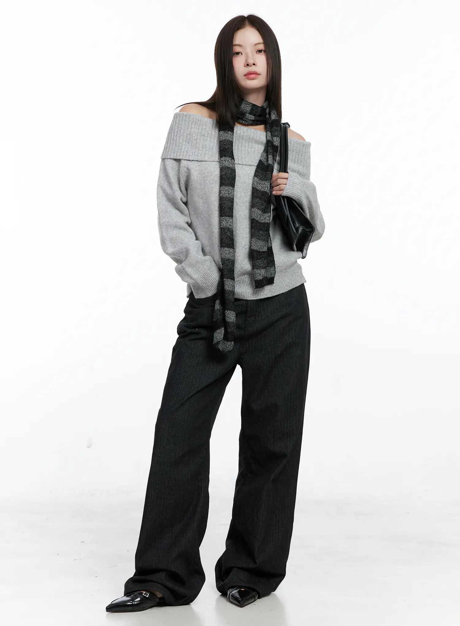 Off-Shoulder Knit Long Sleeve Top CO506