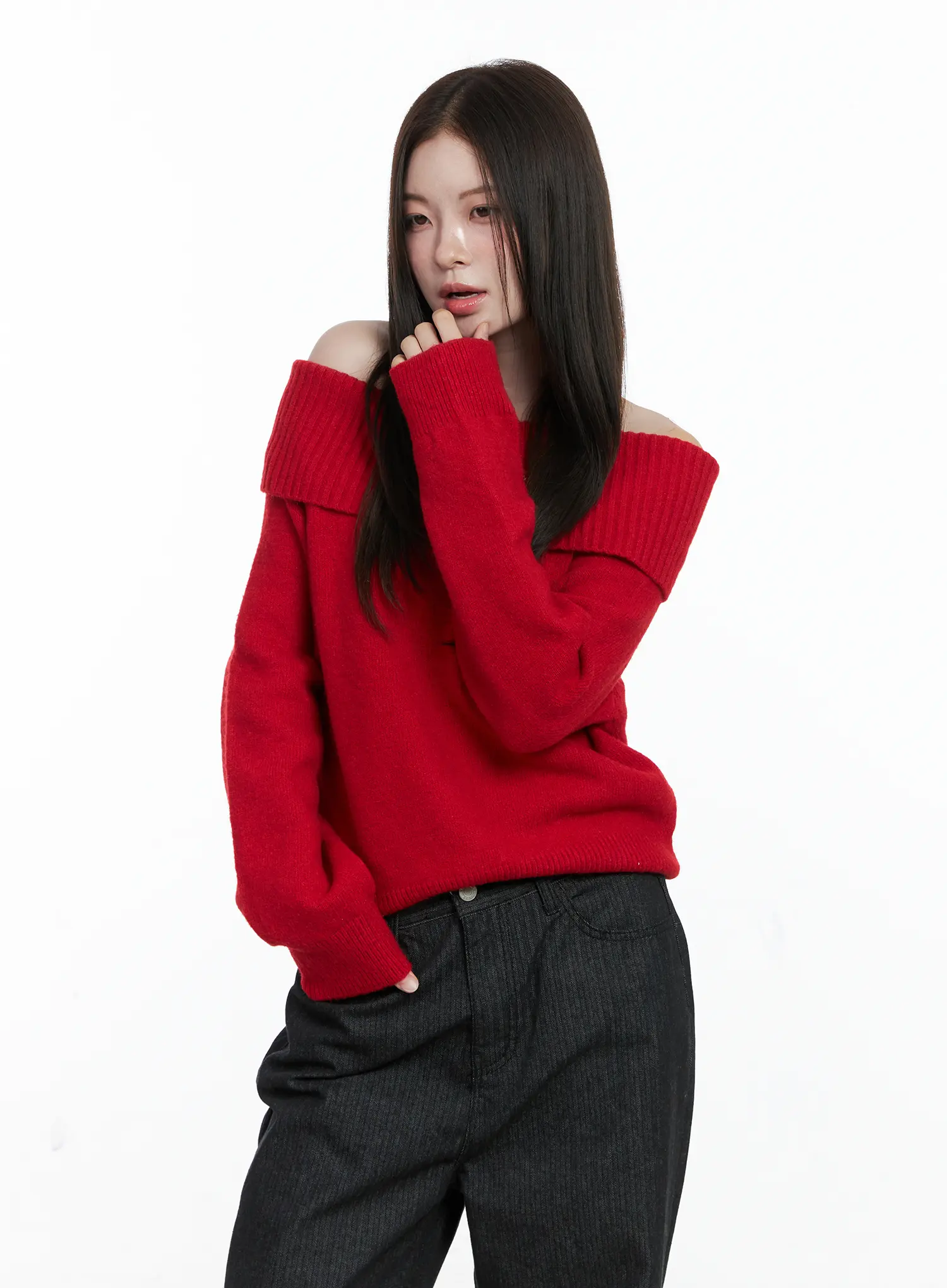 Off-Shoulder Knit Long Sleeve Top CO506 - Image 9