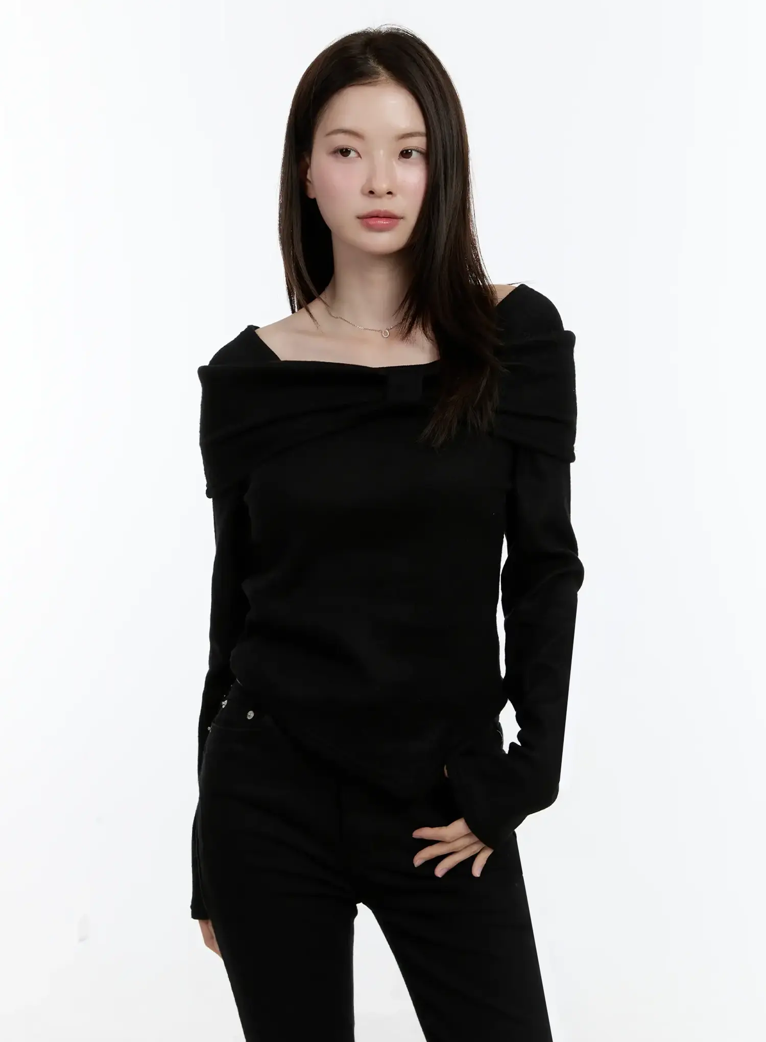 Off-Shoulder Knit Ribbon Top ID510 - Image 10