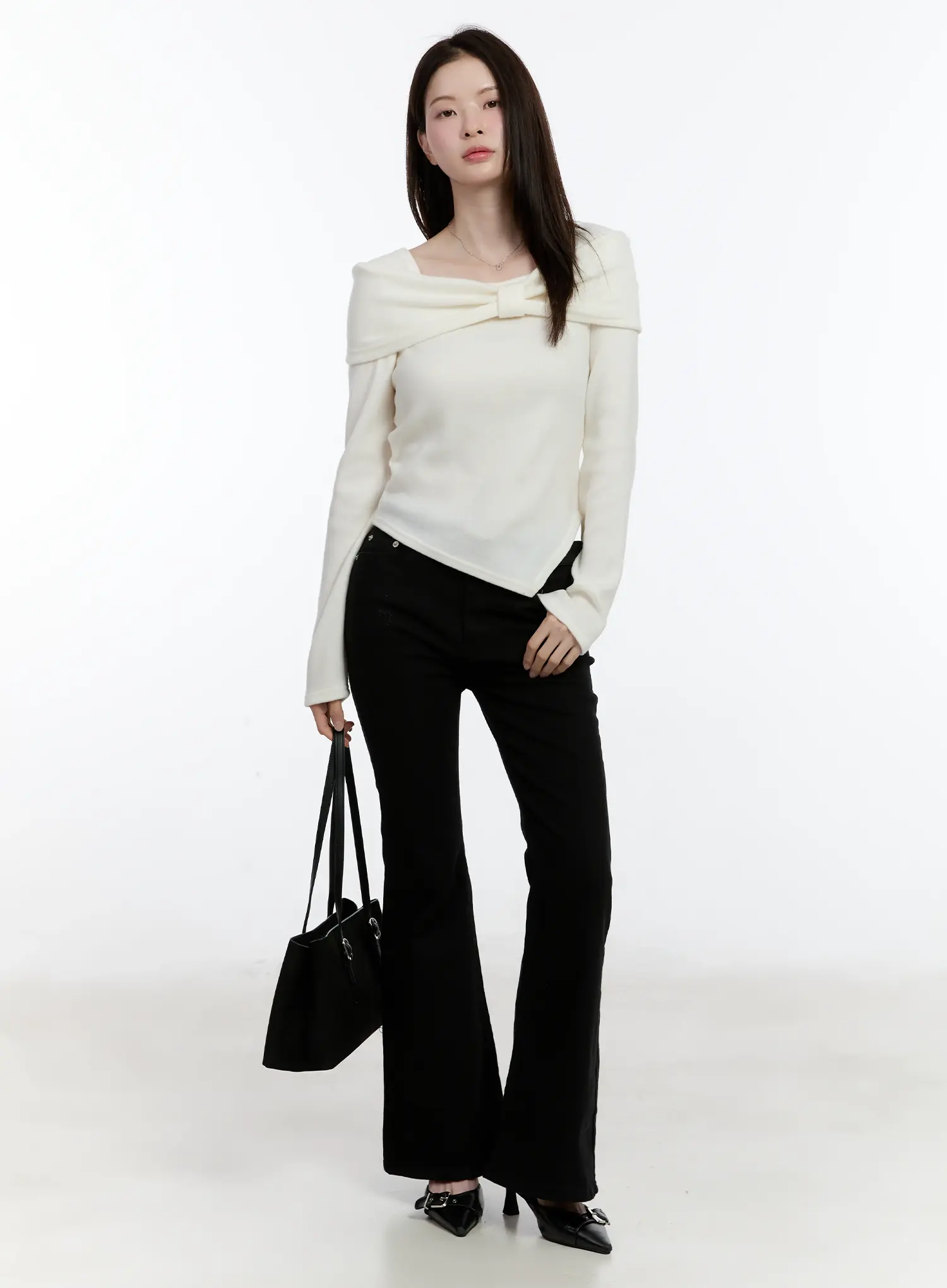 Off-Shoulder Knit Ribbon Top ID510 - Image 2