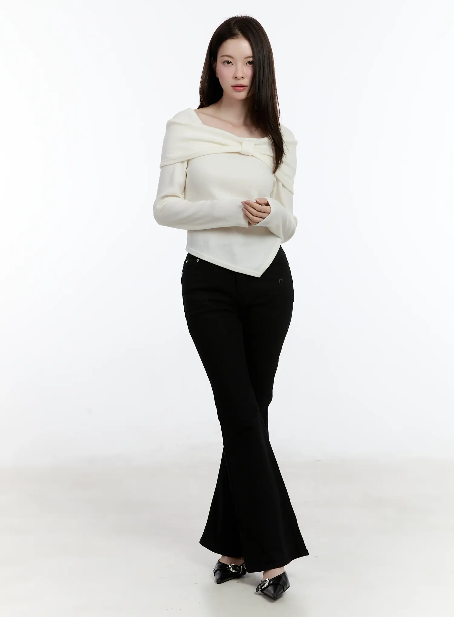 Off-Shoulder Knit Ribbon Top ID510 - Image 5