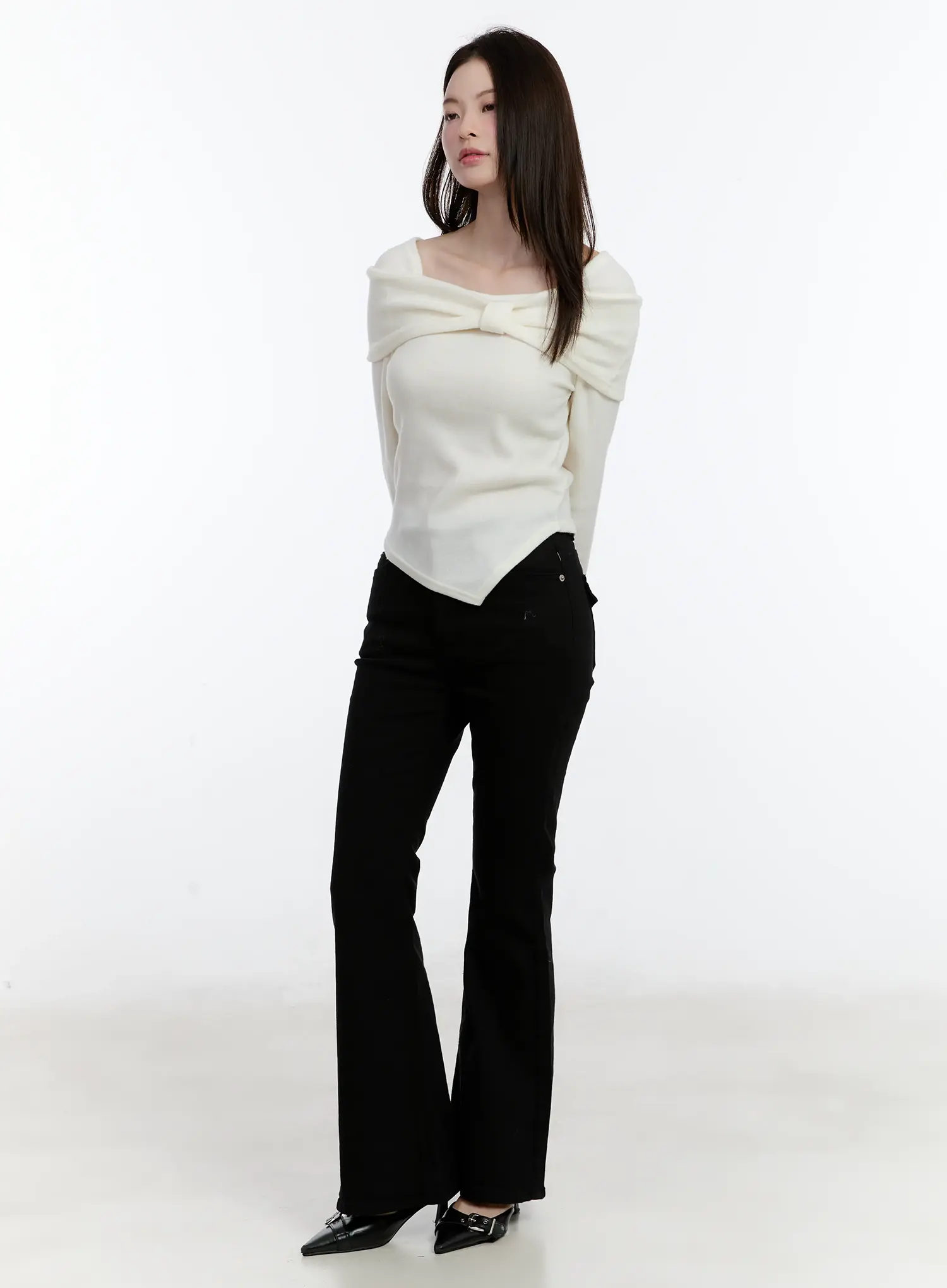 Off-Shoulder Knit Ribbon Top ID510 - Image 6