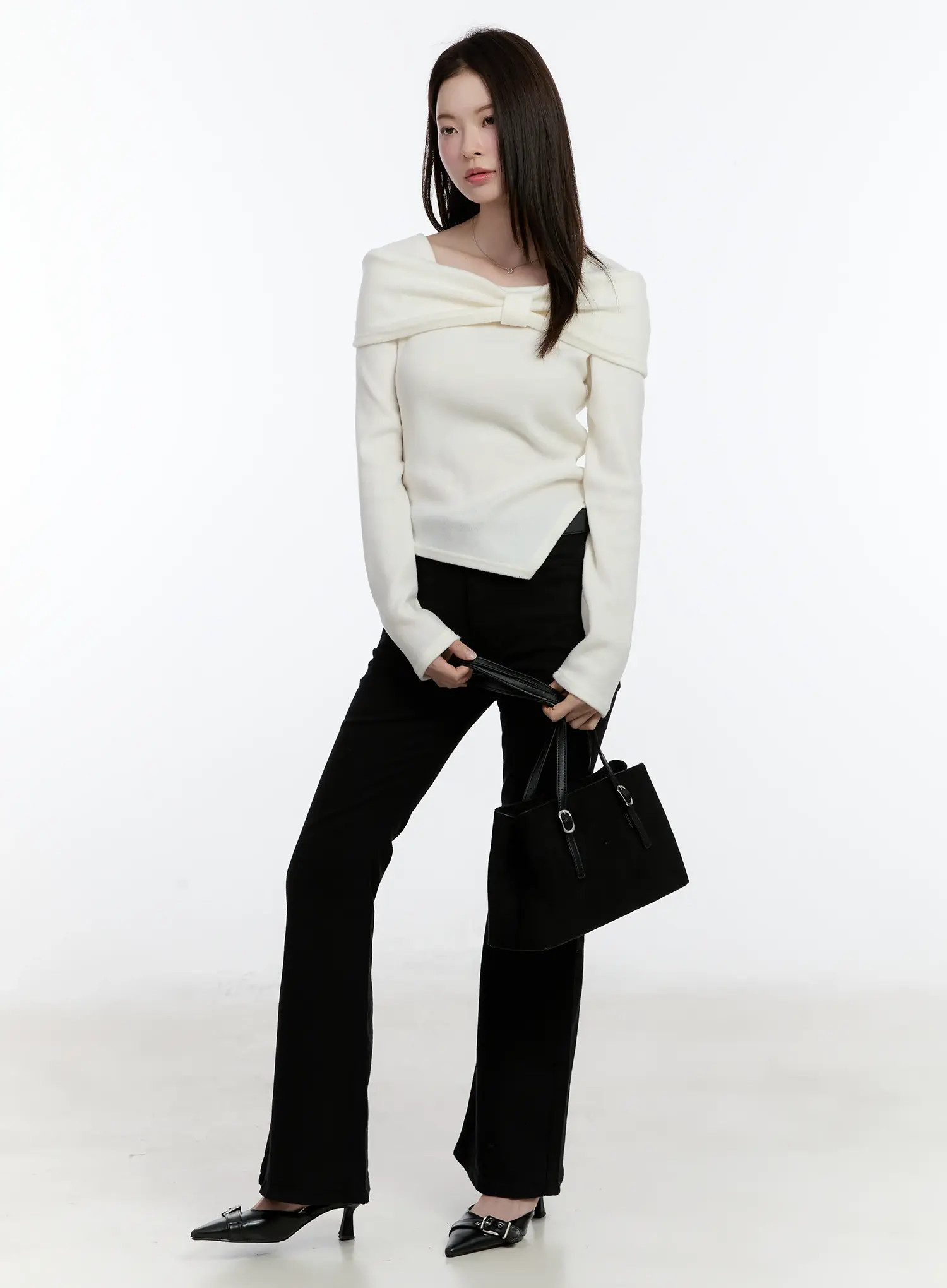Off-Shoulder Knit Ribbon Top ID510 - Image 8