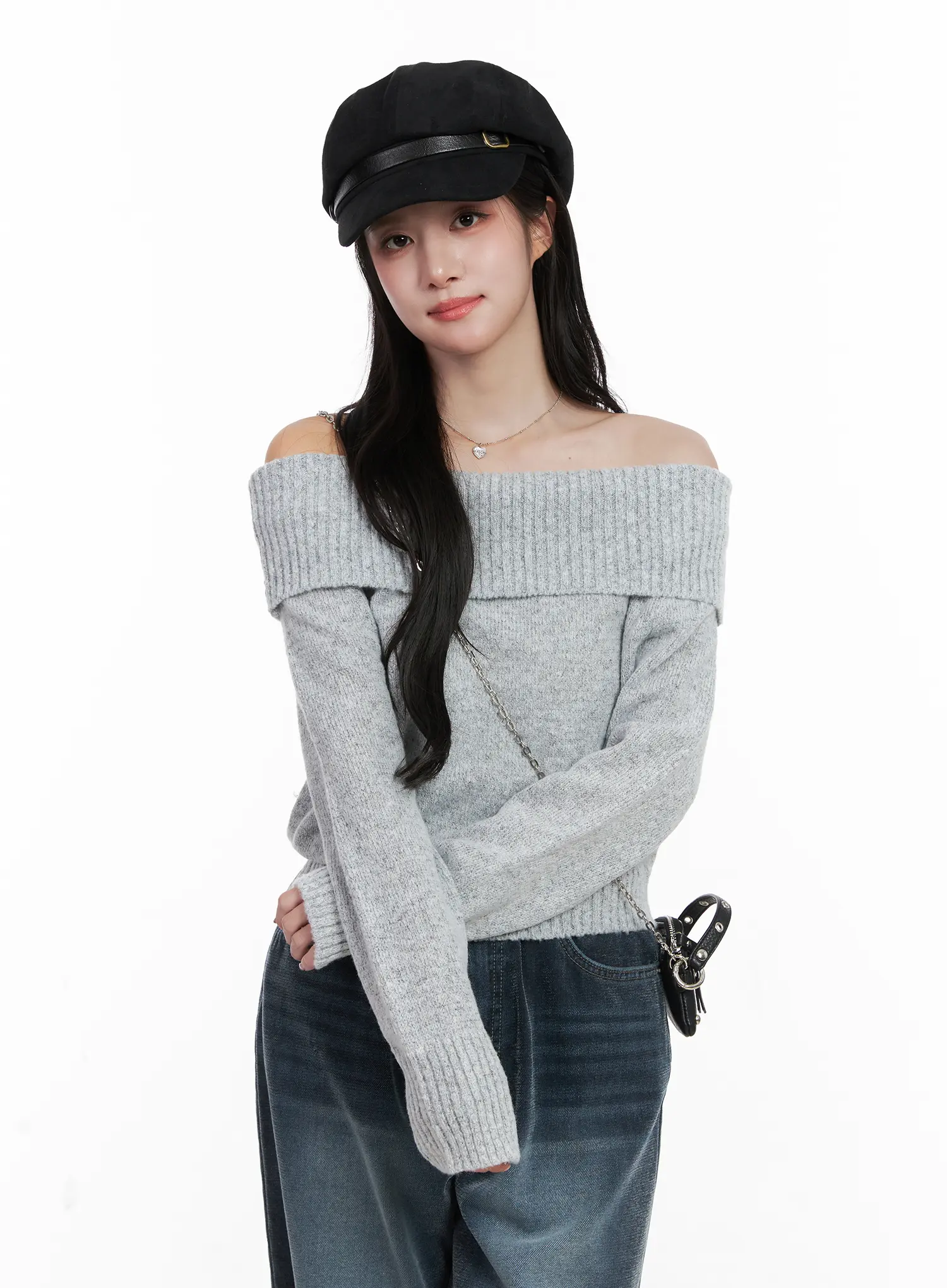 Off-Shoulder Knit Sweater CN526 - Image 10