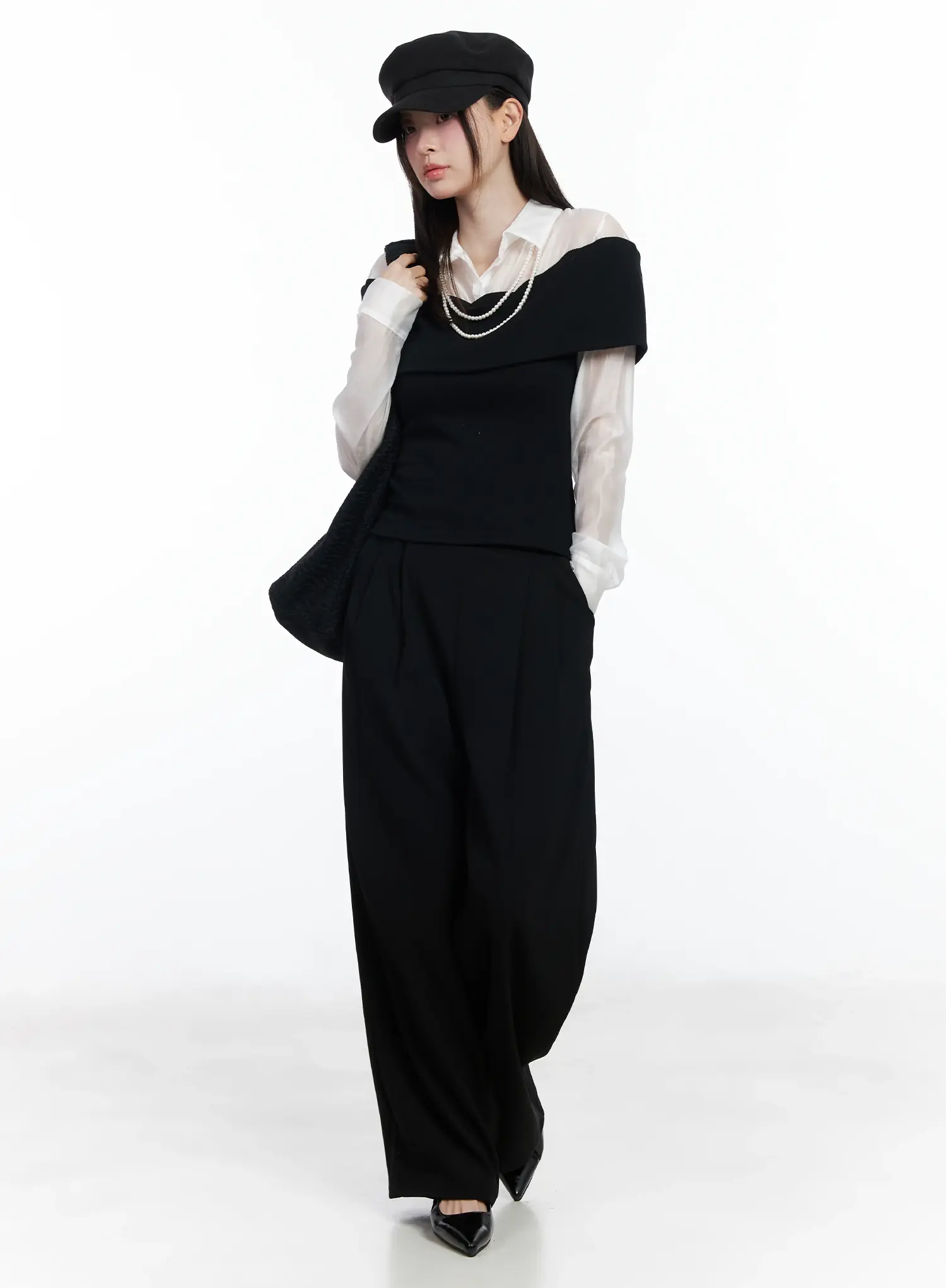 Off-Shoulder Knit Top IF520 - Image 7