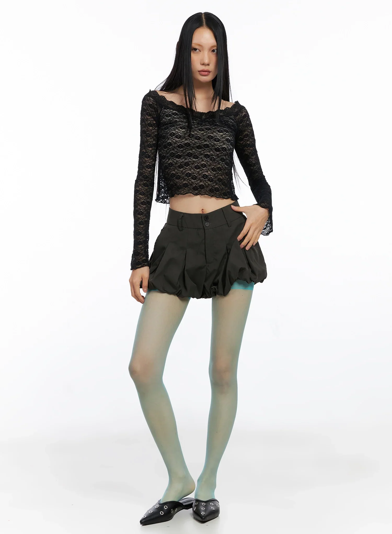 Off-Shoulder Lace Crop Top IO516 - Image 10