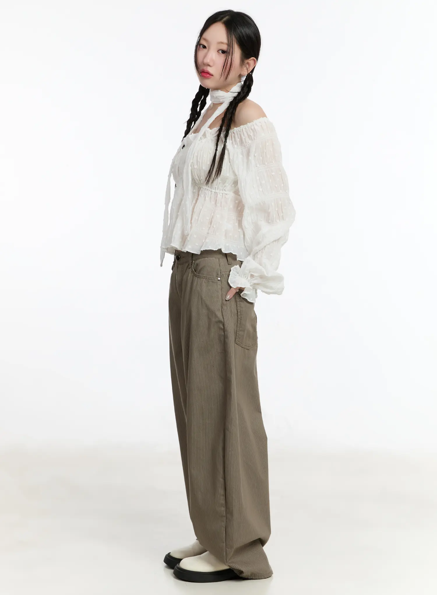 Off Shoulder Lace Ruffle Blouse CM511 - Image 4