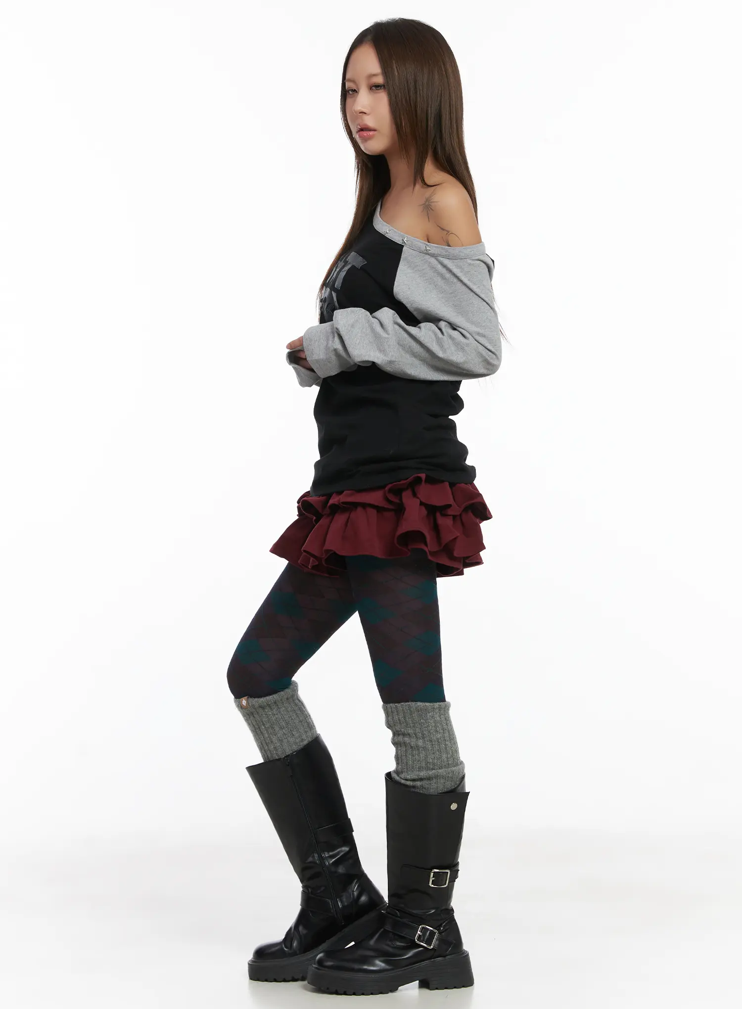 Off-Shoulder Long Sleeve Top CJ513 - Image 3