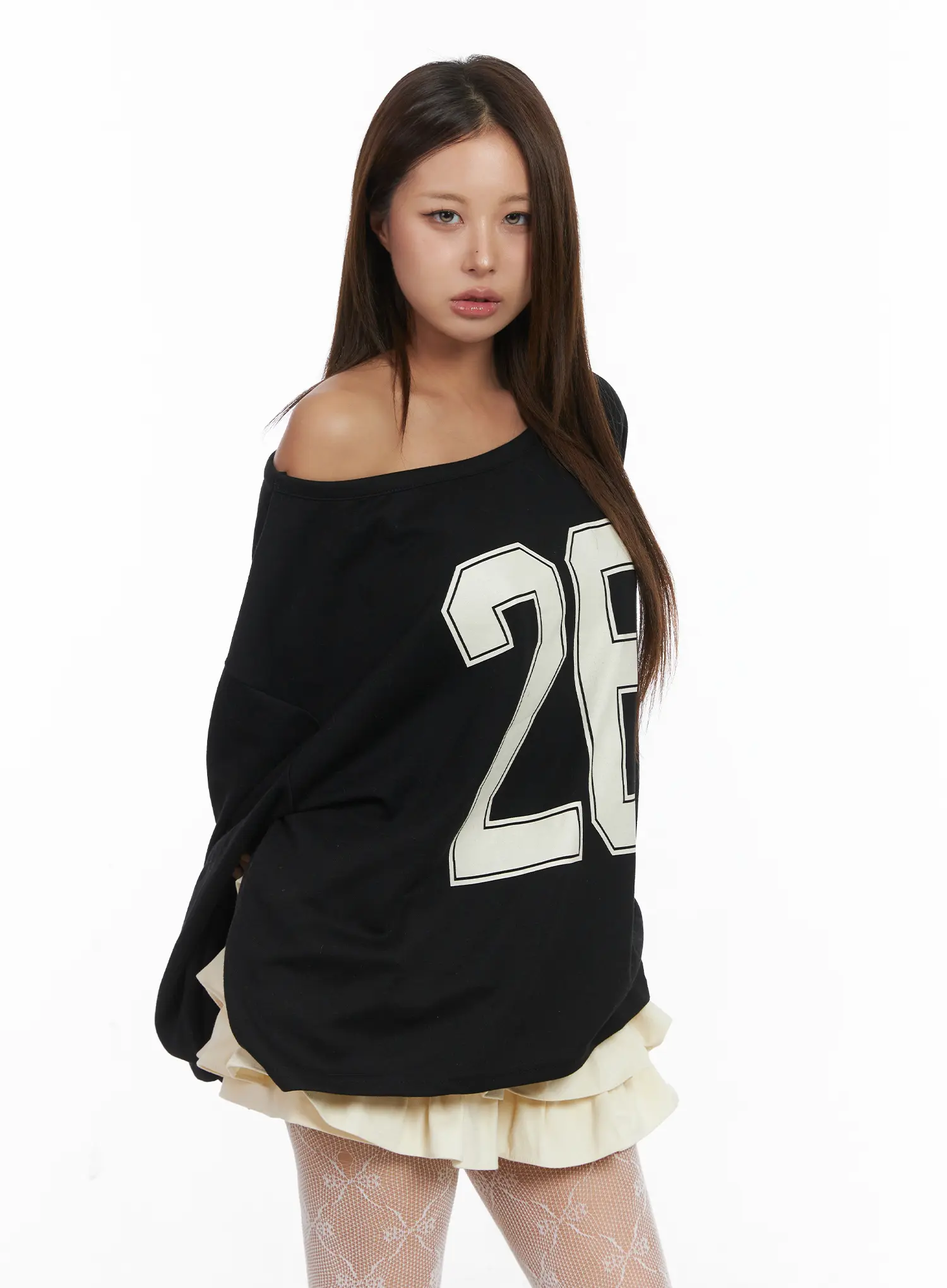 Off-Shoulder Loose Fit Sweatshirt CJ513 - Image 12