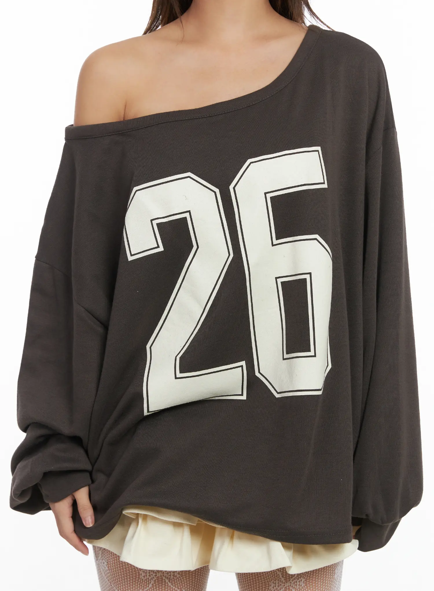 Off-Shoulder Loose Fit Sweatshirt CJ513 - Image 8