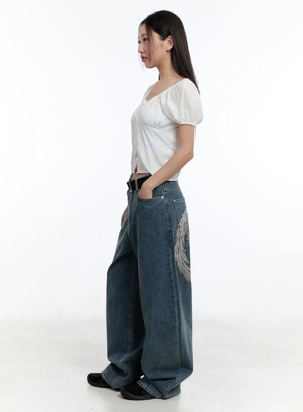 Off-Shoulder Puff-Sleeve Crop Top IU509 - Image 11