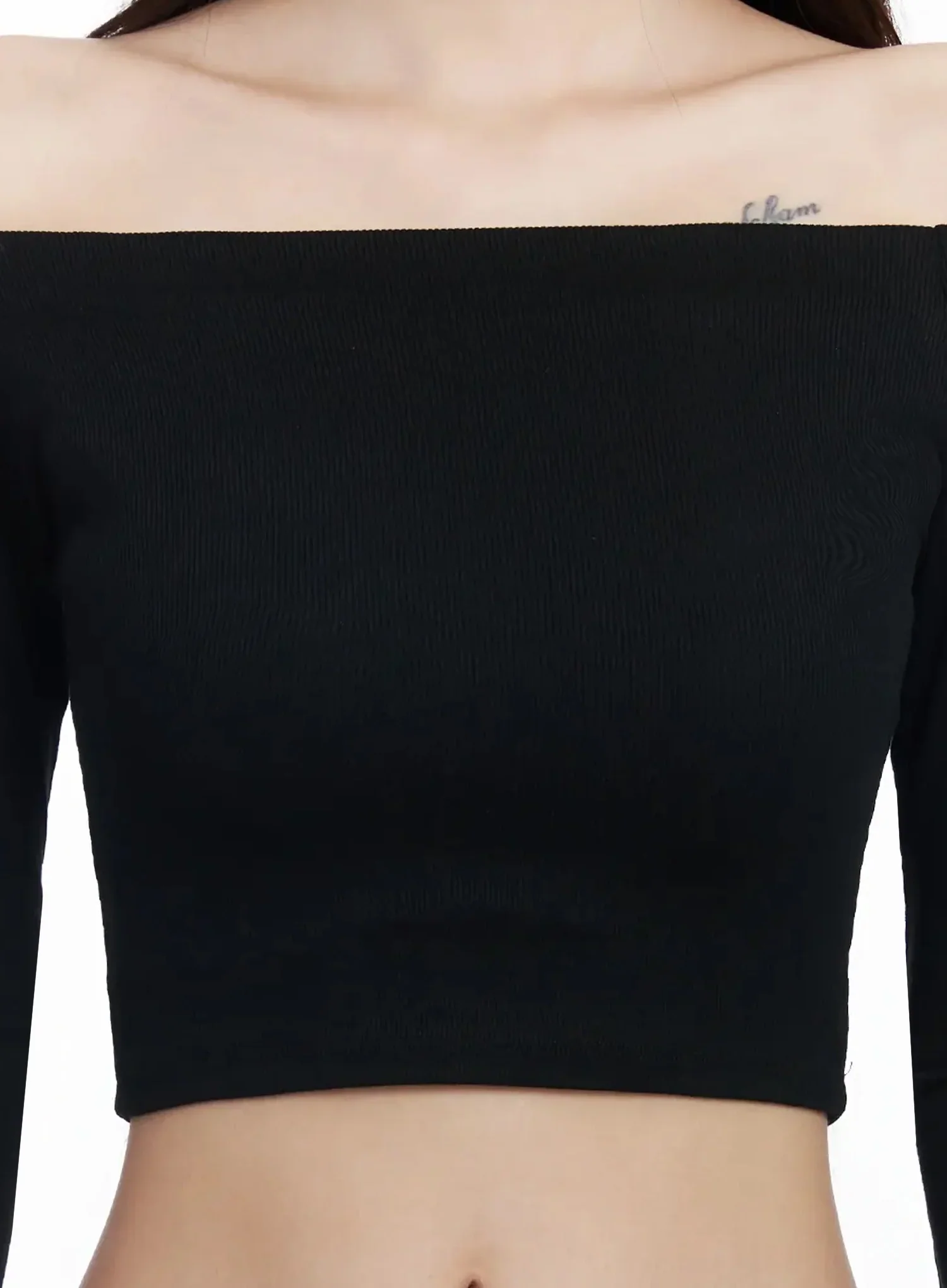 Off-Shoulder Ribbed Crop Top IM503 - Image 4