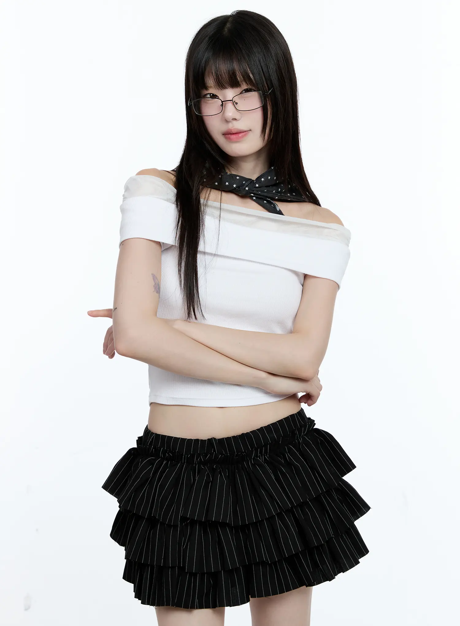 Off-Shoulder Ribbed Knit Top CG507