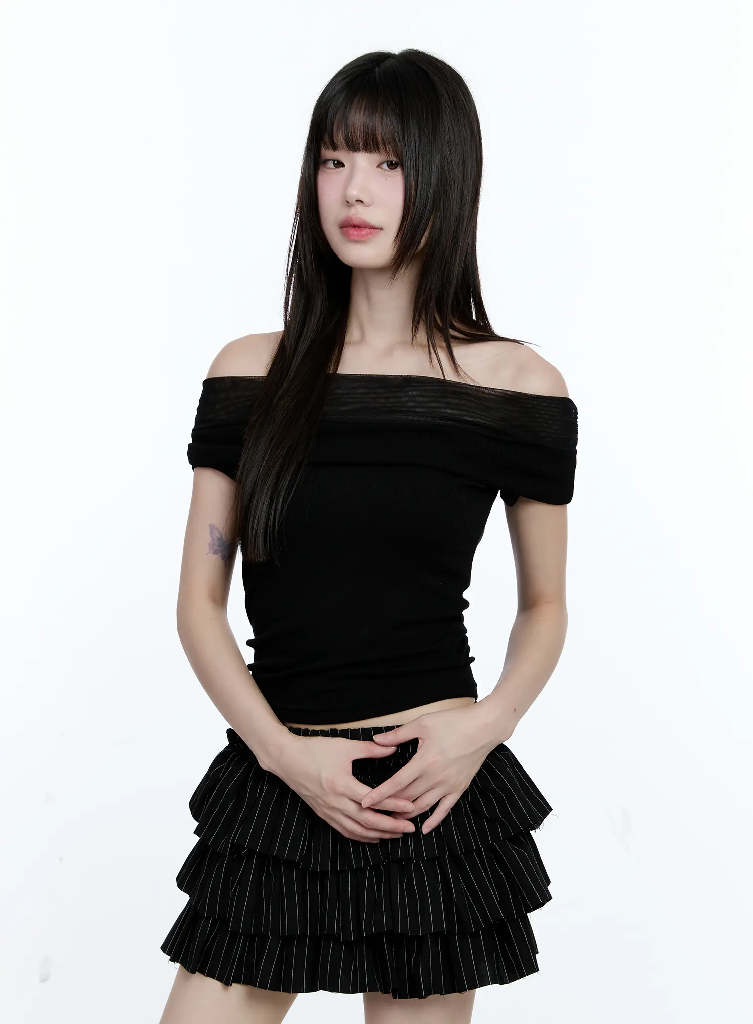Off-Shoulder Ribbed Knit Top CG507 - Image 13