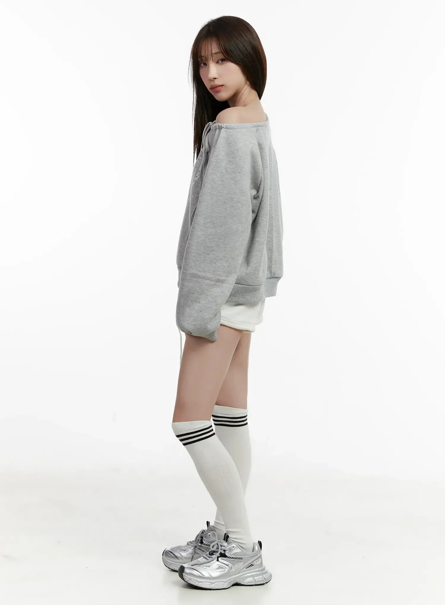 Off-Shoulder Ribbon Sweatshirt IJ521 - Image 10
