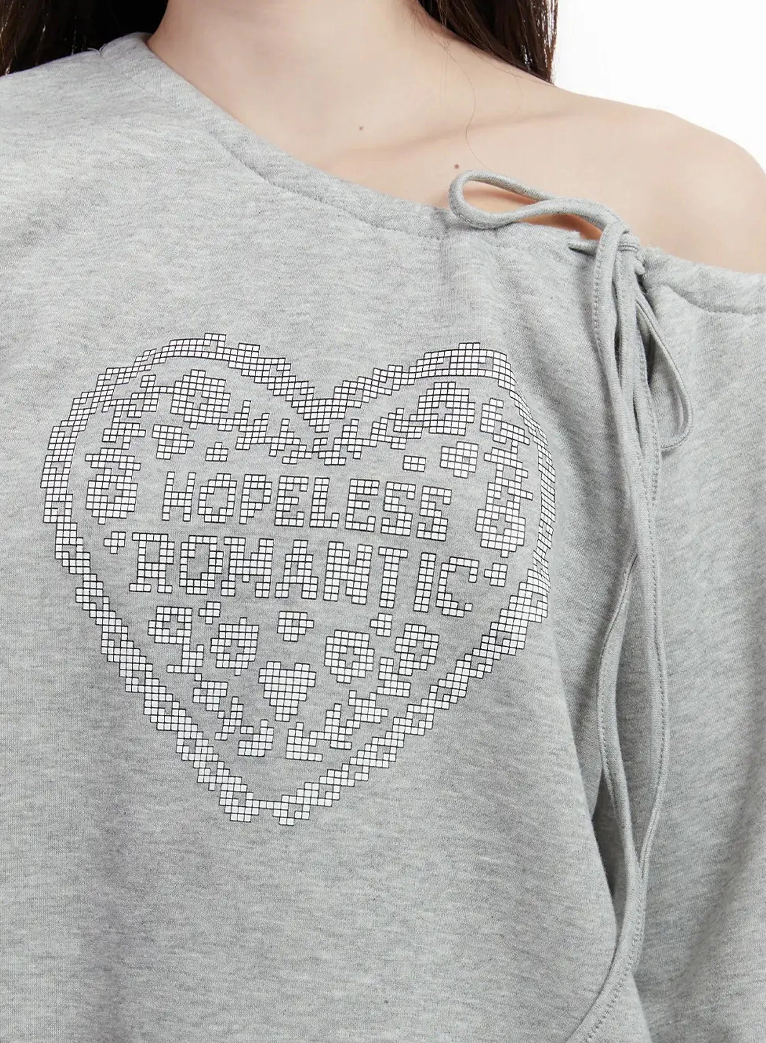 Off-Shoulder Ribbon Sweatshirt IJ521 - Image 2