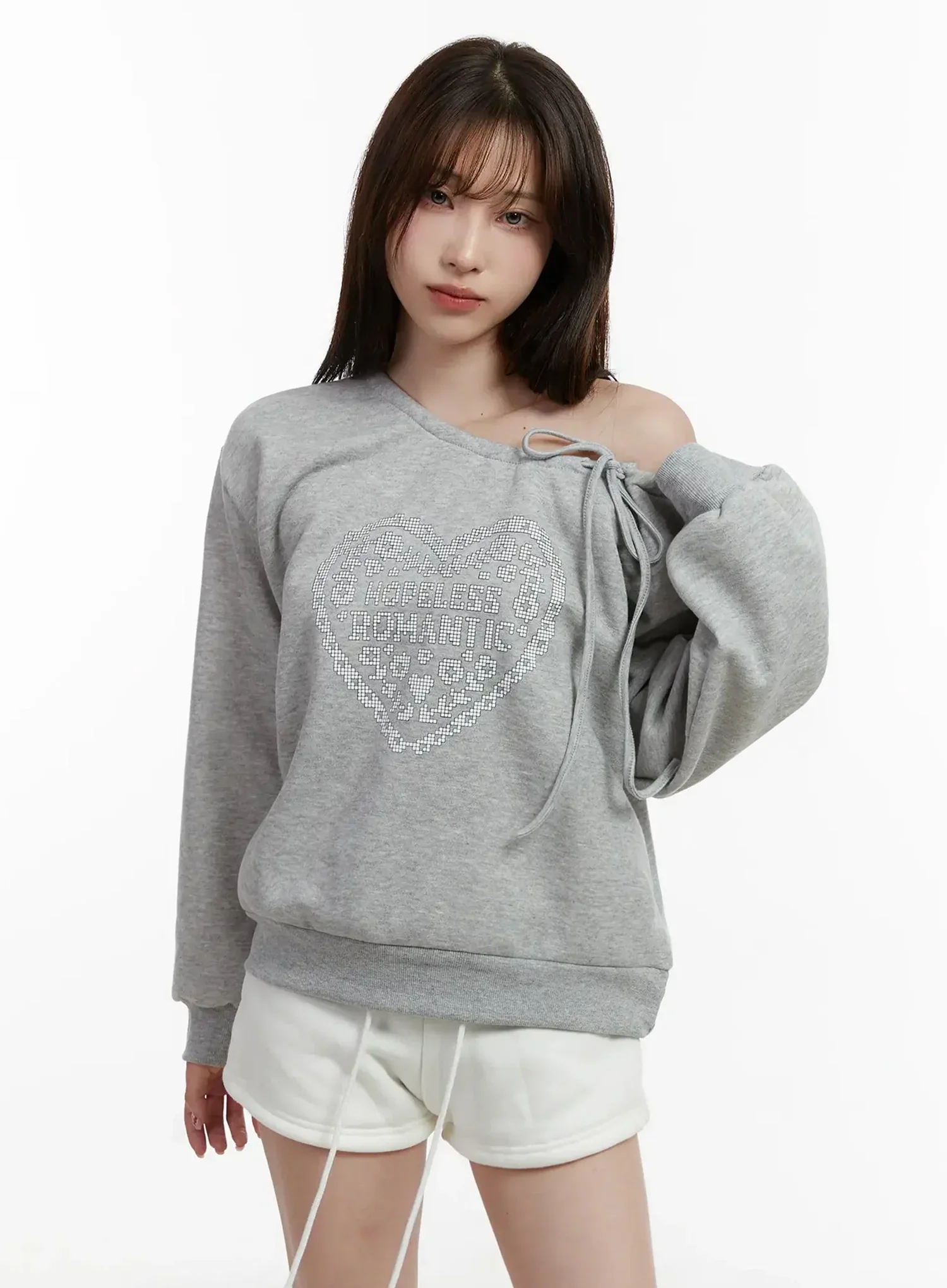 Off-Shoulder Ribbon Sweatshirt IJ521 - Image 6