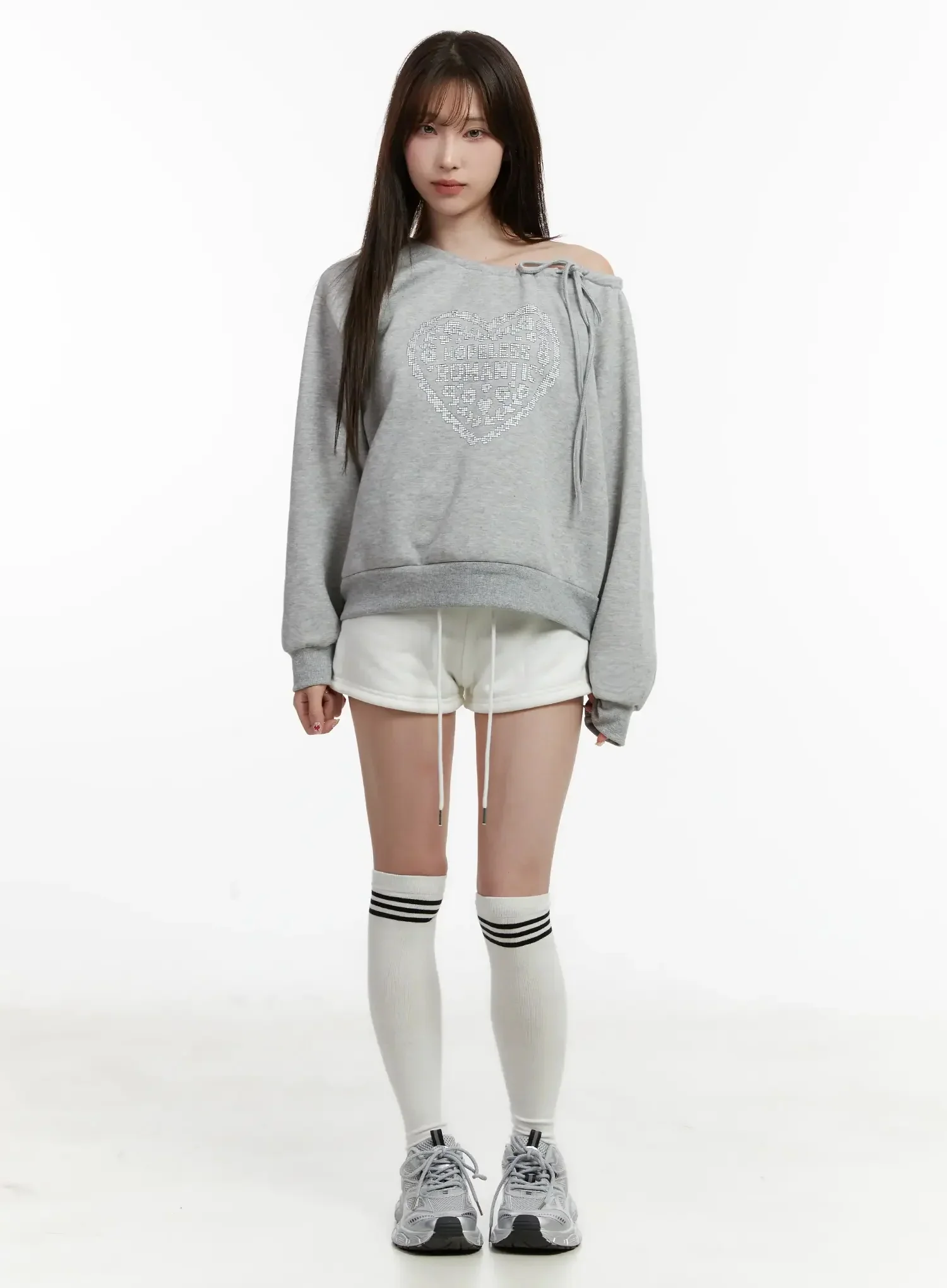 Off-Shoulder Ribbon Sweatshirt IJ521 - Image 9