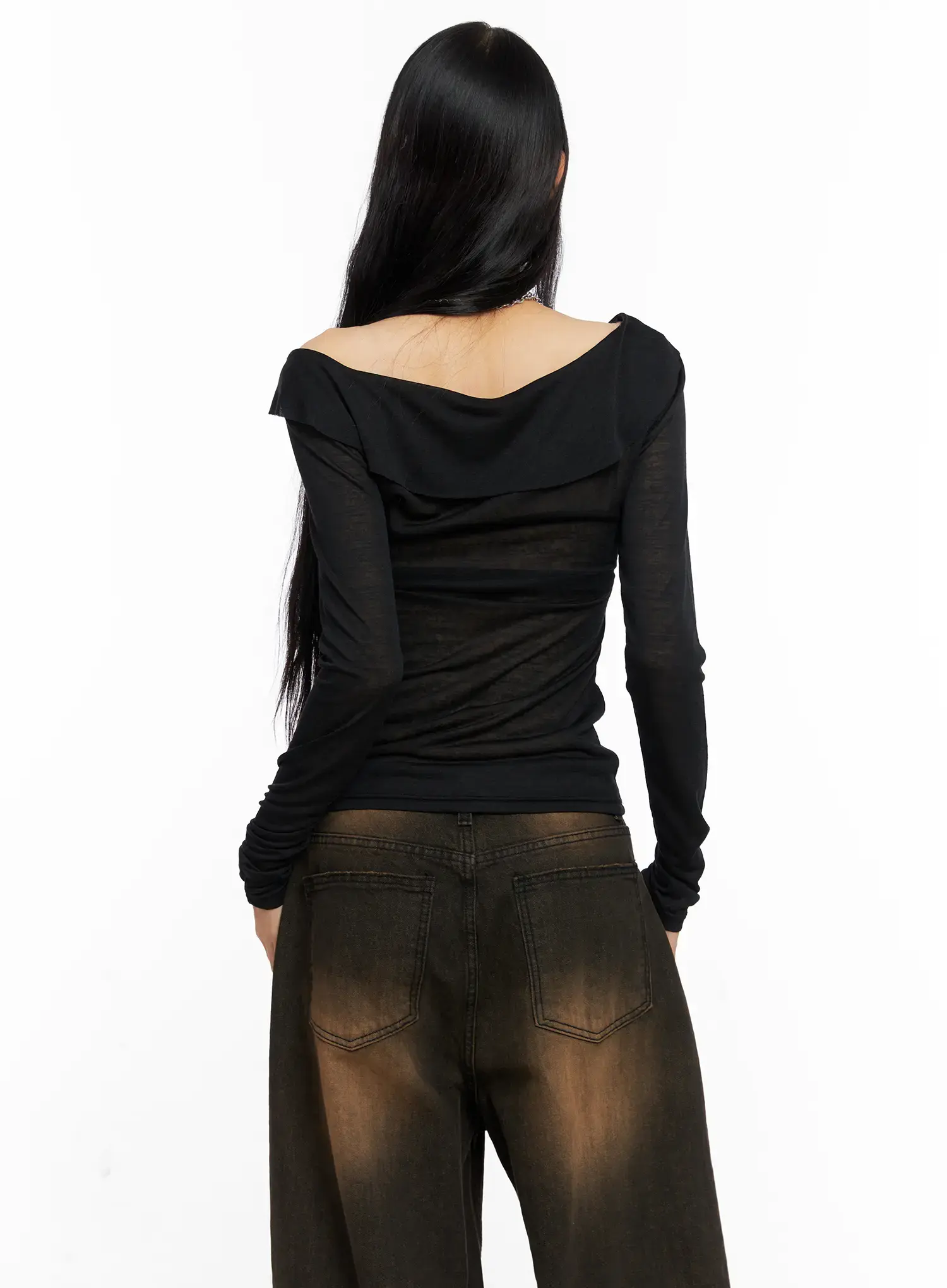 Off-Shoulder Sheer Long Sleeve Top CO529 - Image 7