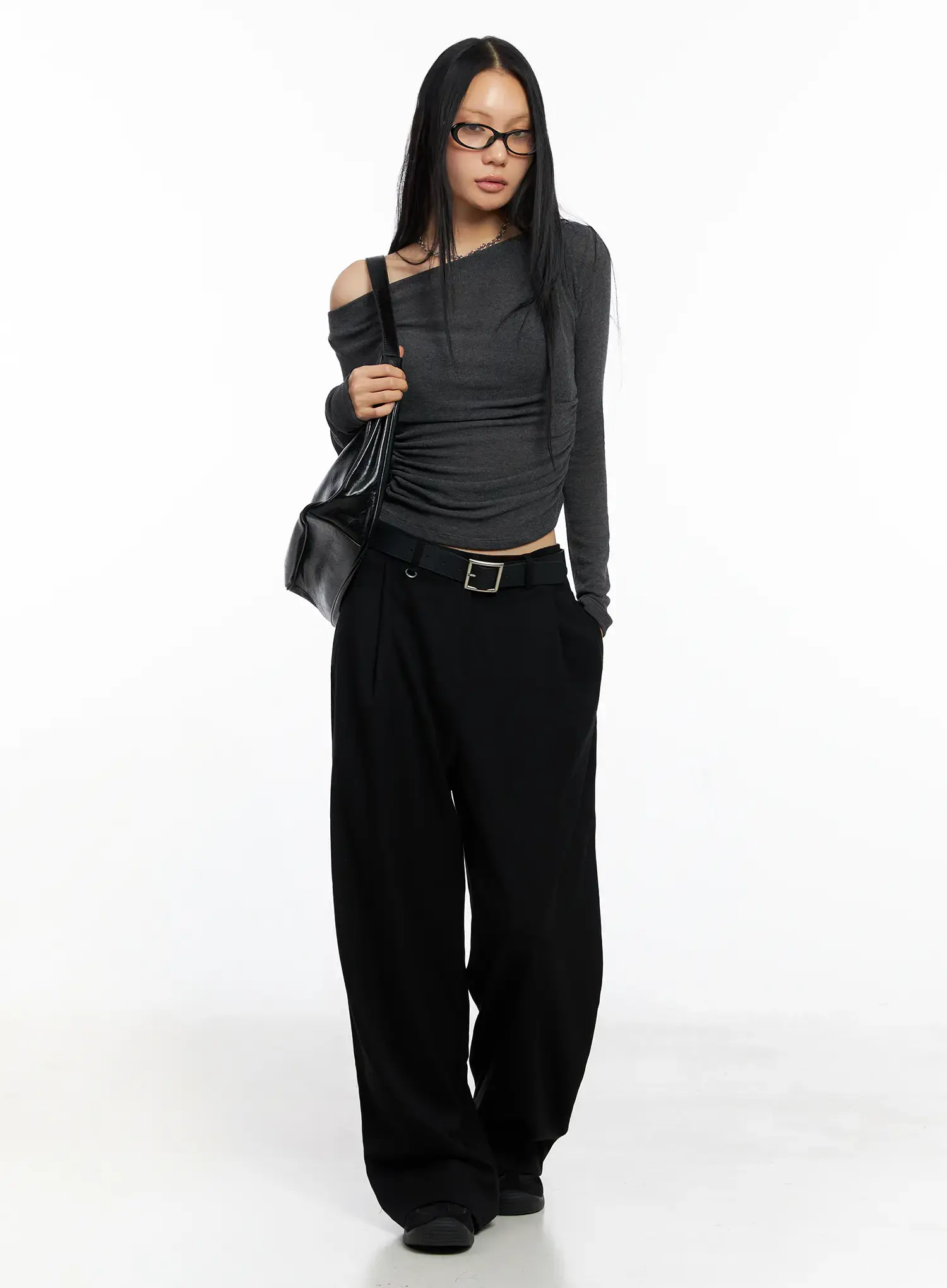 Off-Shoulder Shirred Knit Top CO529 - Image 3