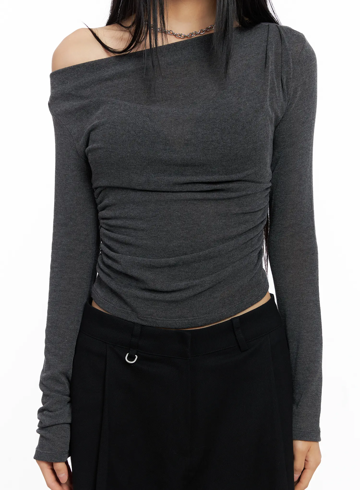 Off-Shoulder Shirred Knit Top CO529 - Image 4
