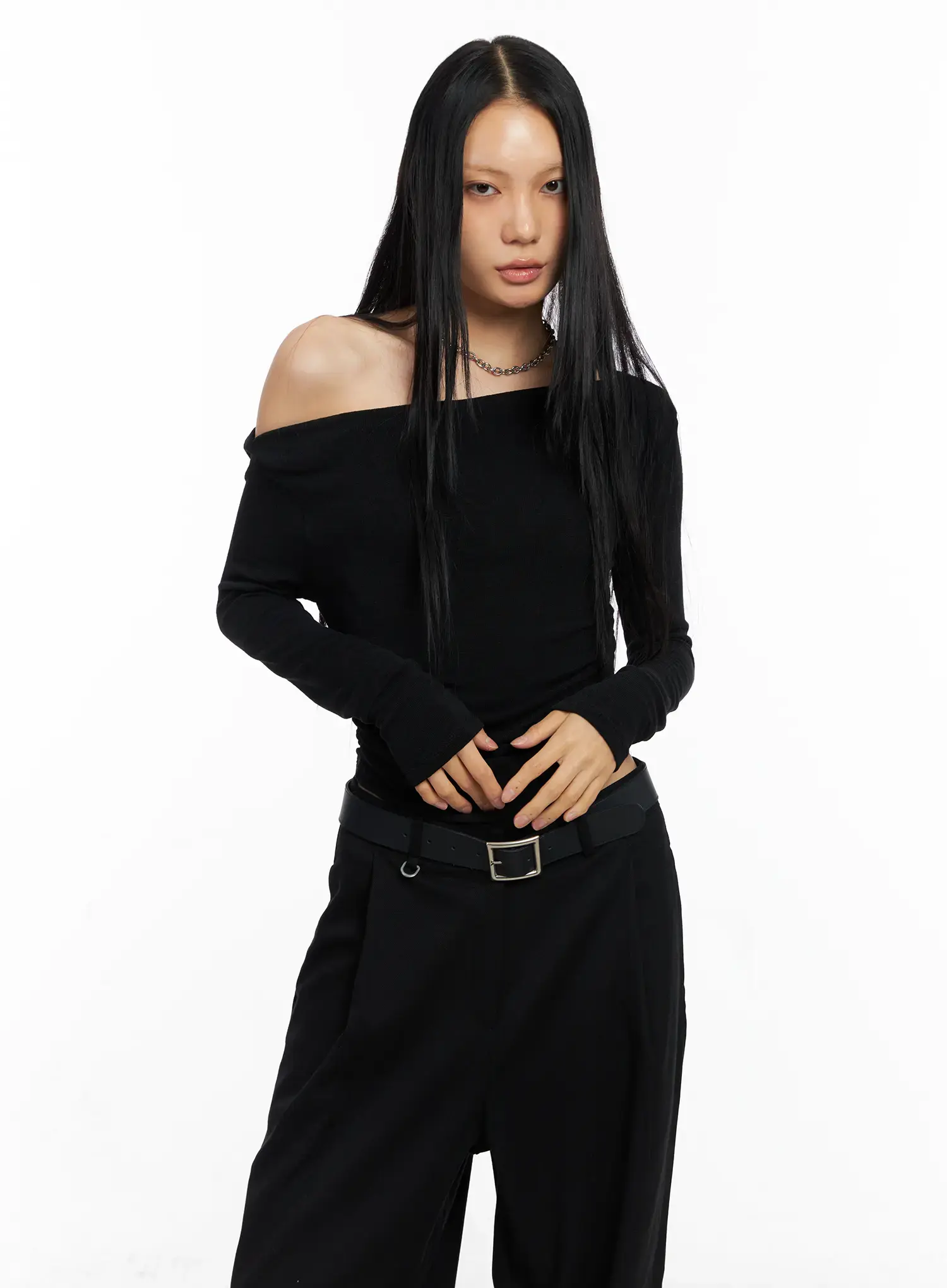 Off-Shoulder Shirred Knit Top CO529 - Image 9
