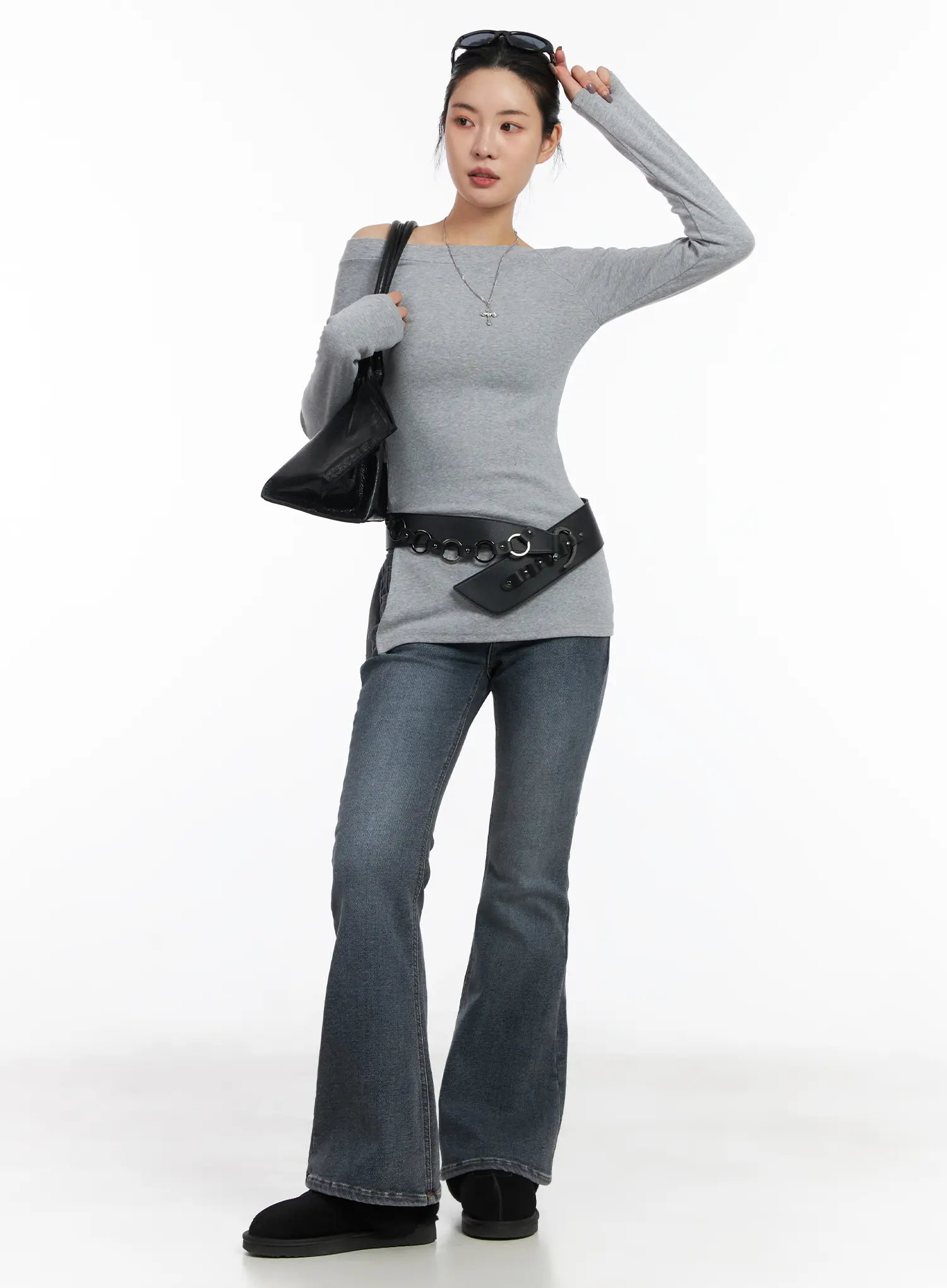 Off-Shoulder Slit Long Sleeve Top CD509 - Image 3
