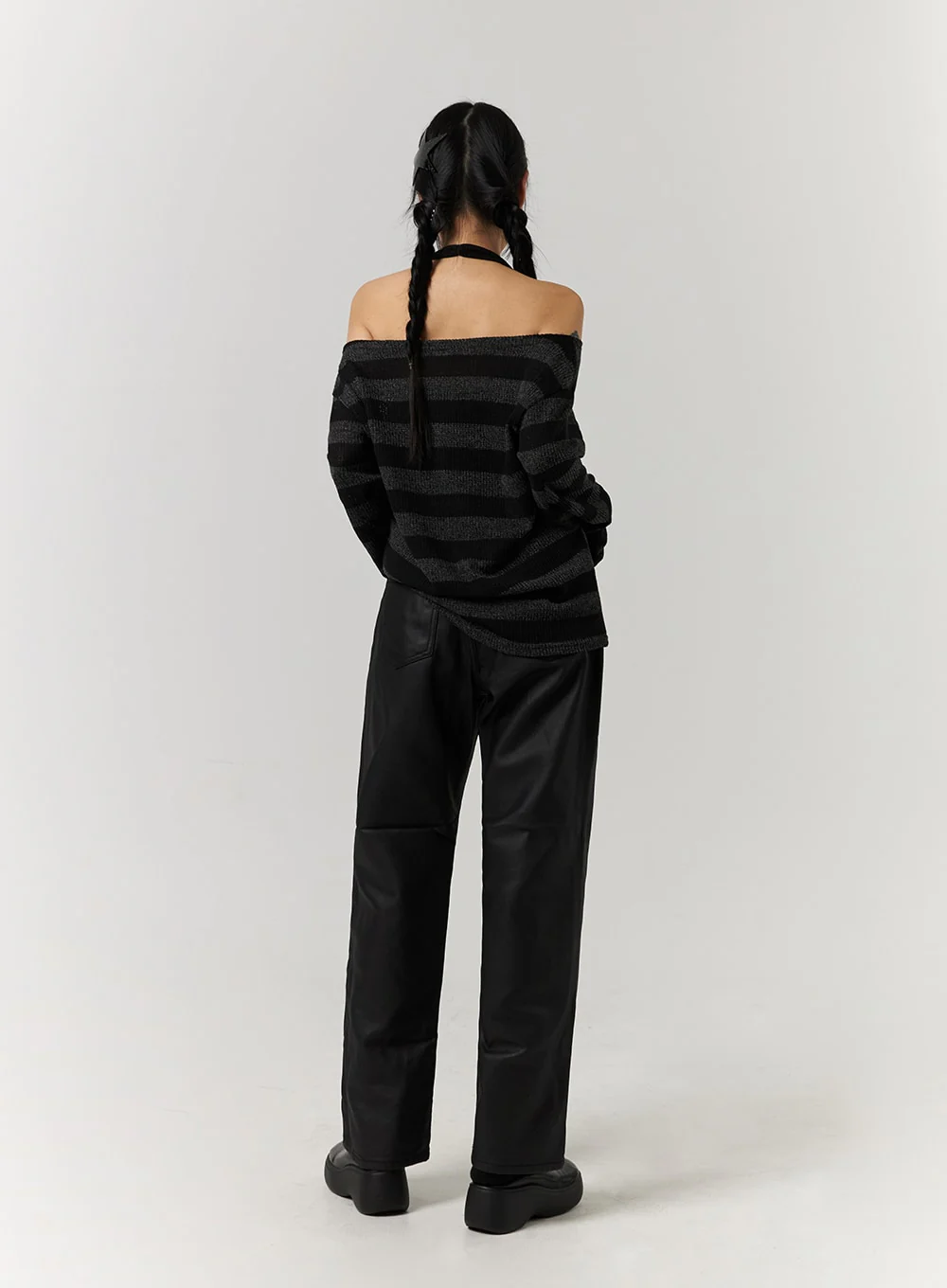 Off-Shoulder Stripe Long Sleeve Top CJ405 - Image 7