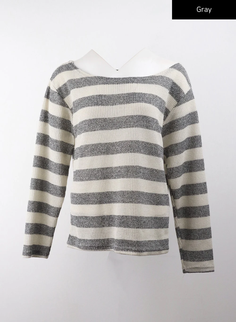 Off-Shoulder Stripe Long Sleeve Top CJ405 - Image 8
