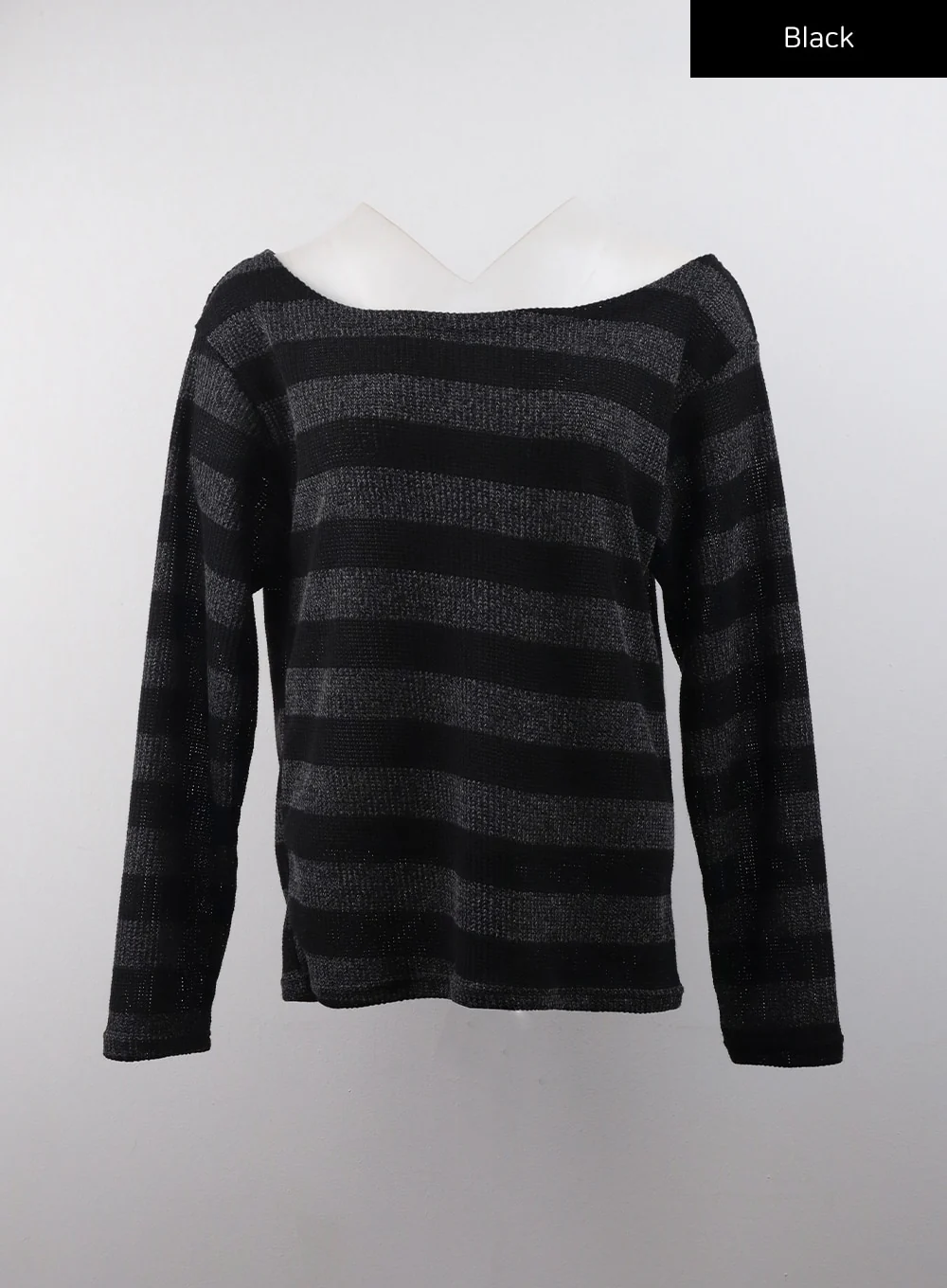 Off-Shoulder Stripe Long Sleeve Top CJ405 - Image 9