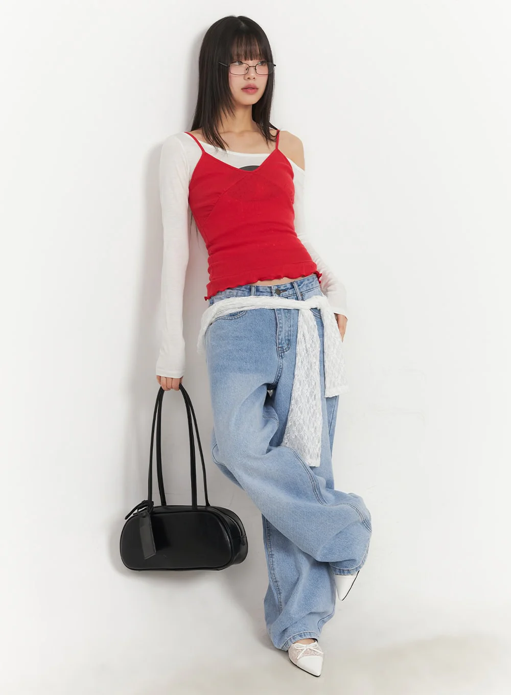 One-Shoulder Graphic Cropped Long Sleeve Top CA523 - Image 5