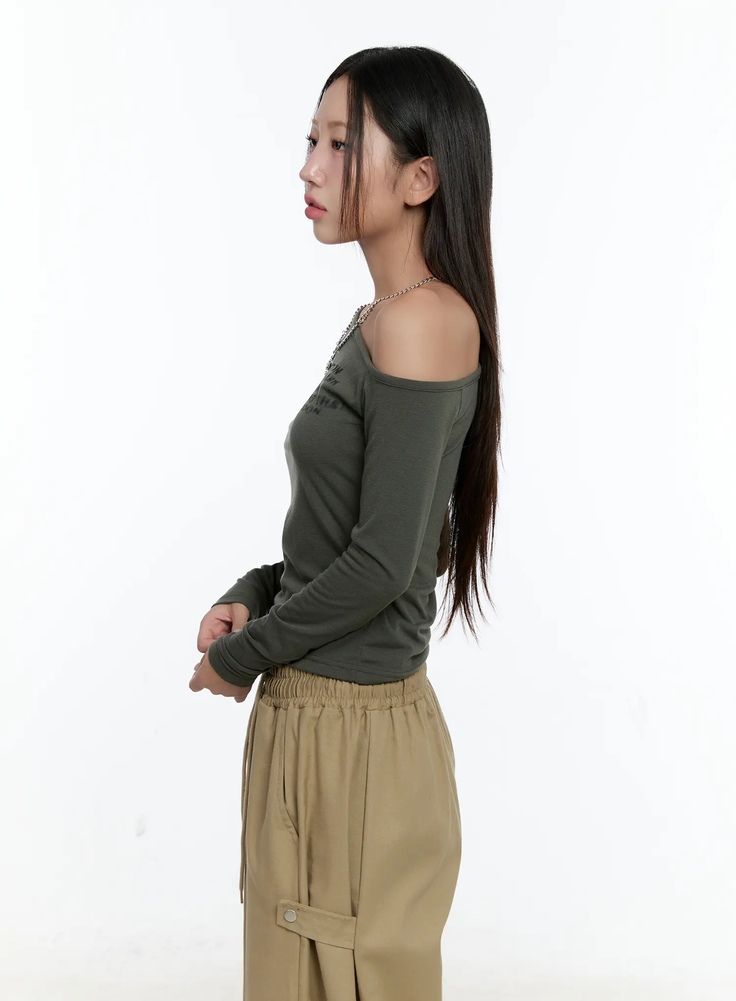 One-shoulder Lettering Long Sleeve CS517 - Image 6