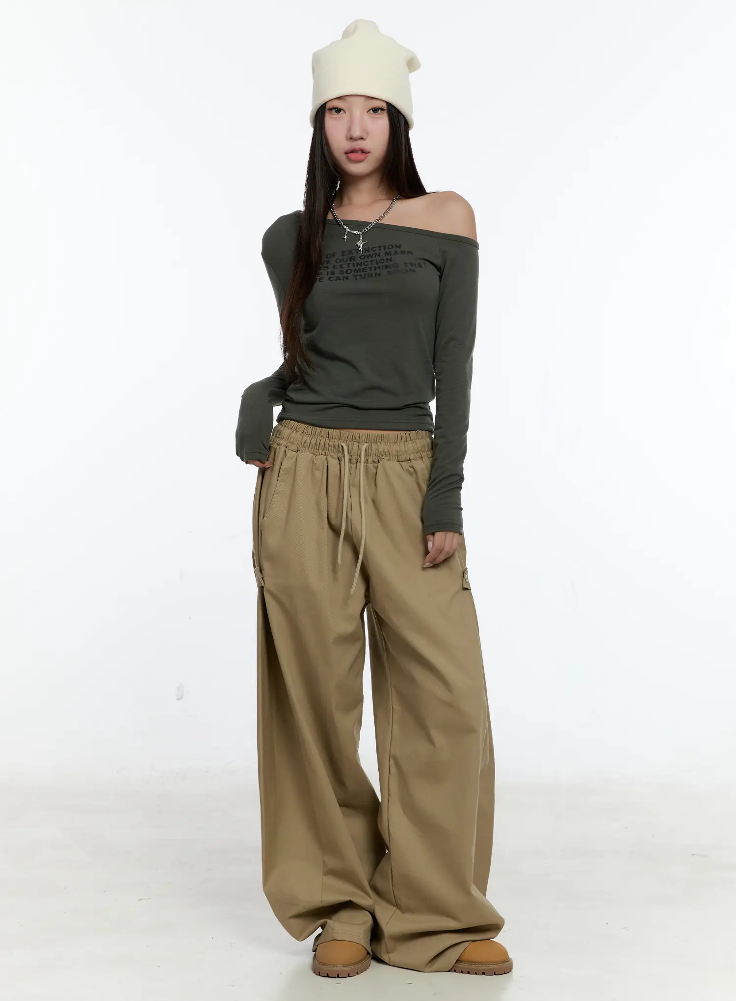 One-shoulder Lettering Long Sleeve CS517 - Image 7