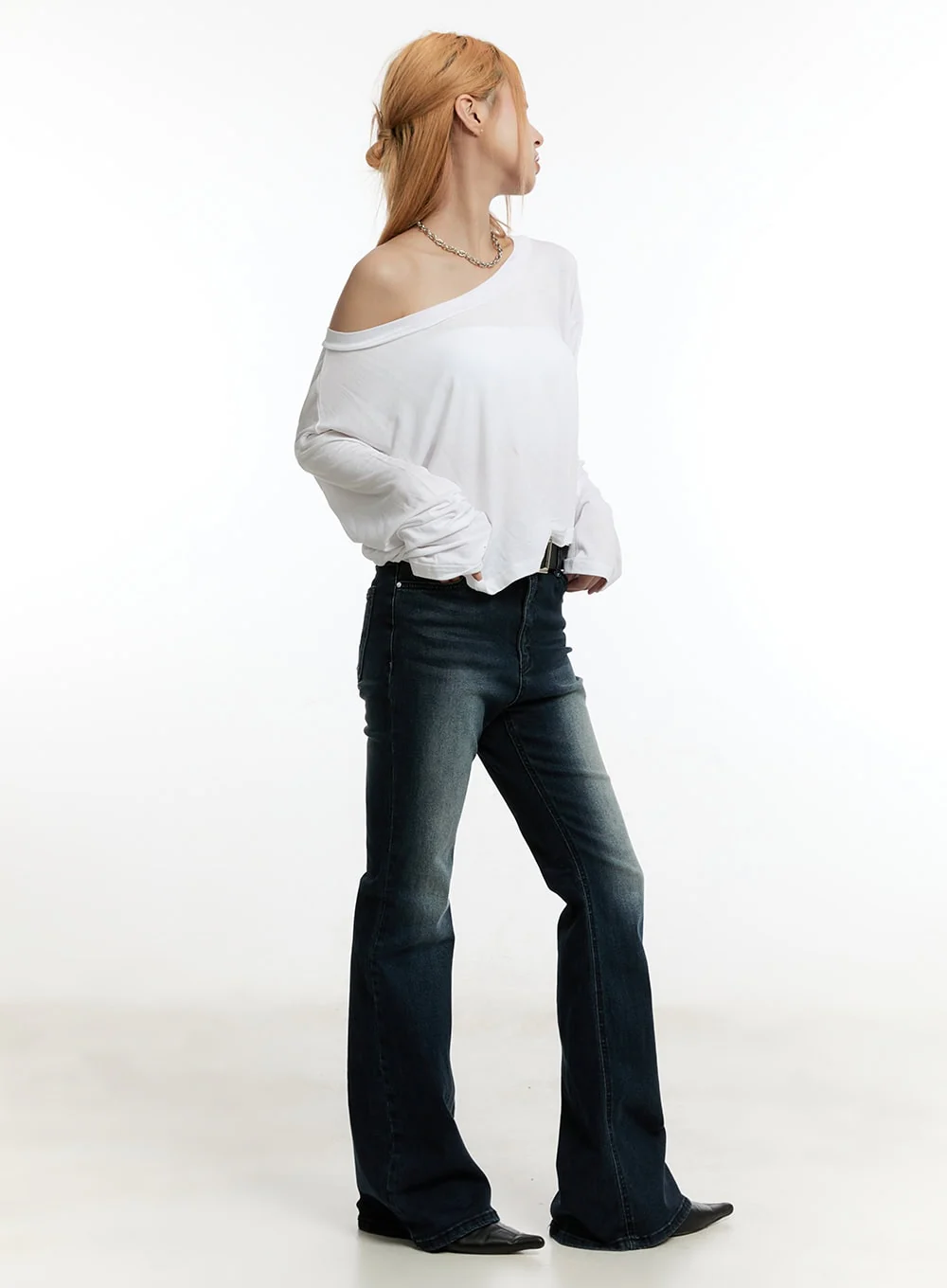 One-Shoulder Long-Sleeve Crop Top CY501 - Image 4