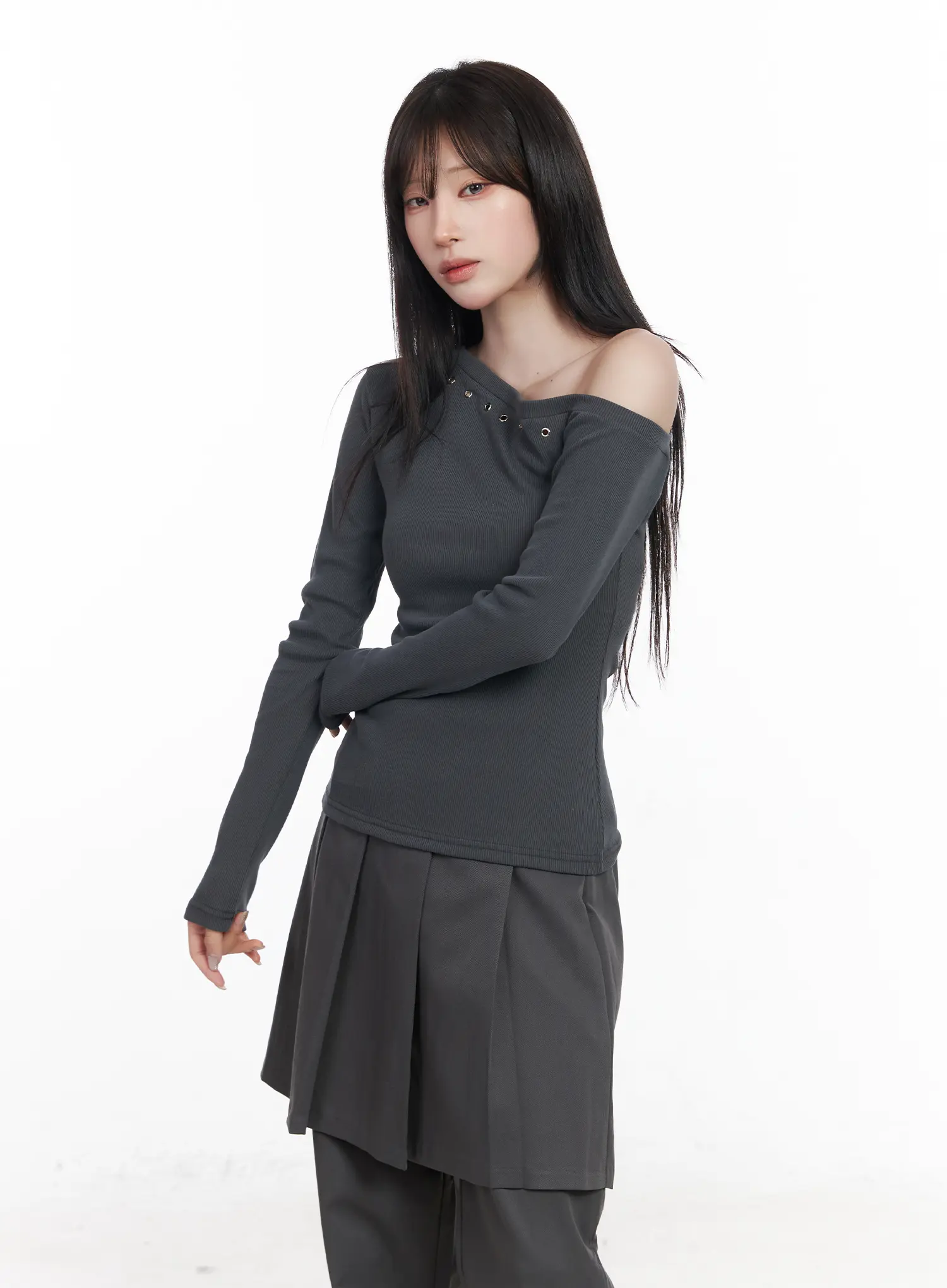 One-Shoulder Long Sleeve Top CF523 - Image 9